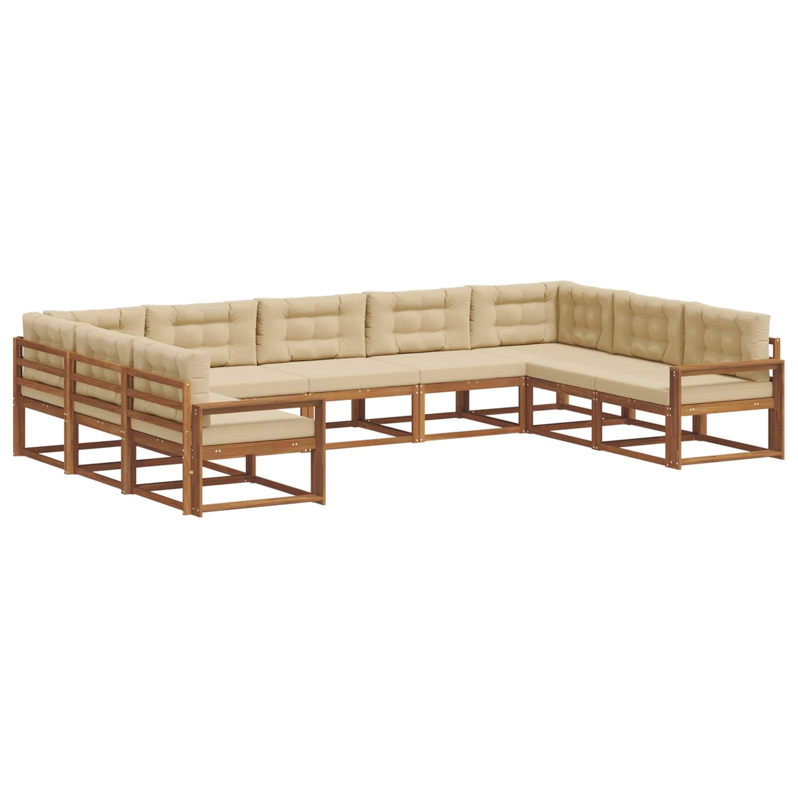 vidaXL Outdoor-Sofagarnitur mit Kissen 9 pcs Natur und Beige