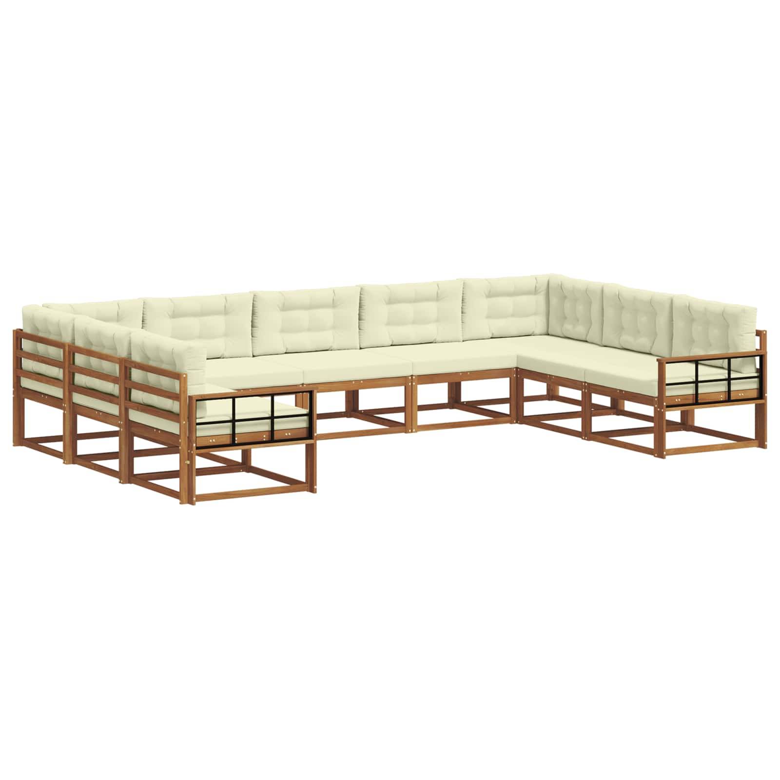 vidaXL Outdoor-Sofagarnitur mit Kissen 9 pcs Natur und Creme
