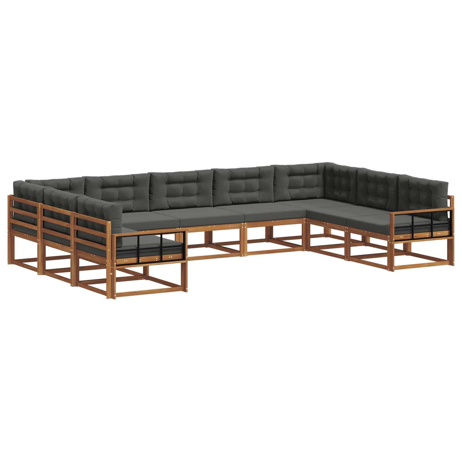 vidaXL Outdoor-Sofagarnitur mit Kissen 9 pcs Natur und Anthrazit