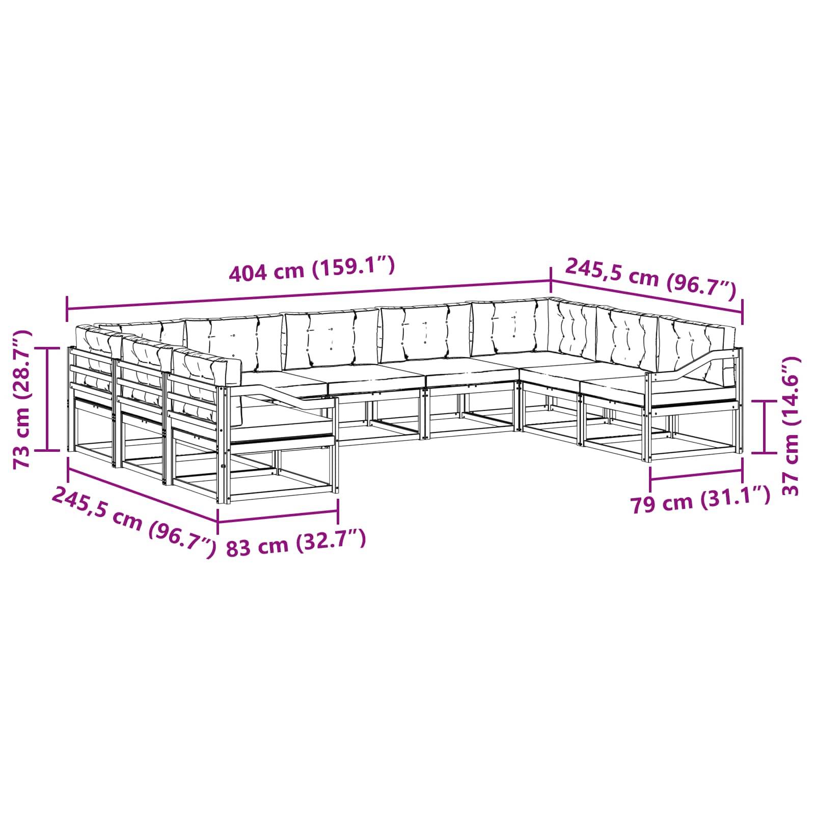 vidaXL Outdoor-Sofagarnitur 7 pcs Massivholz Akazie