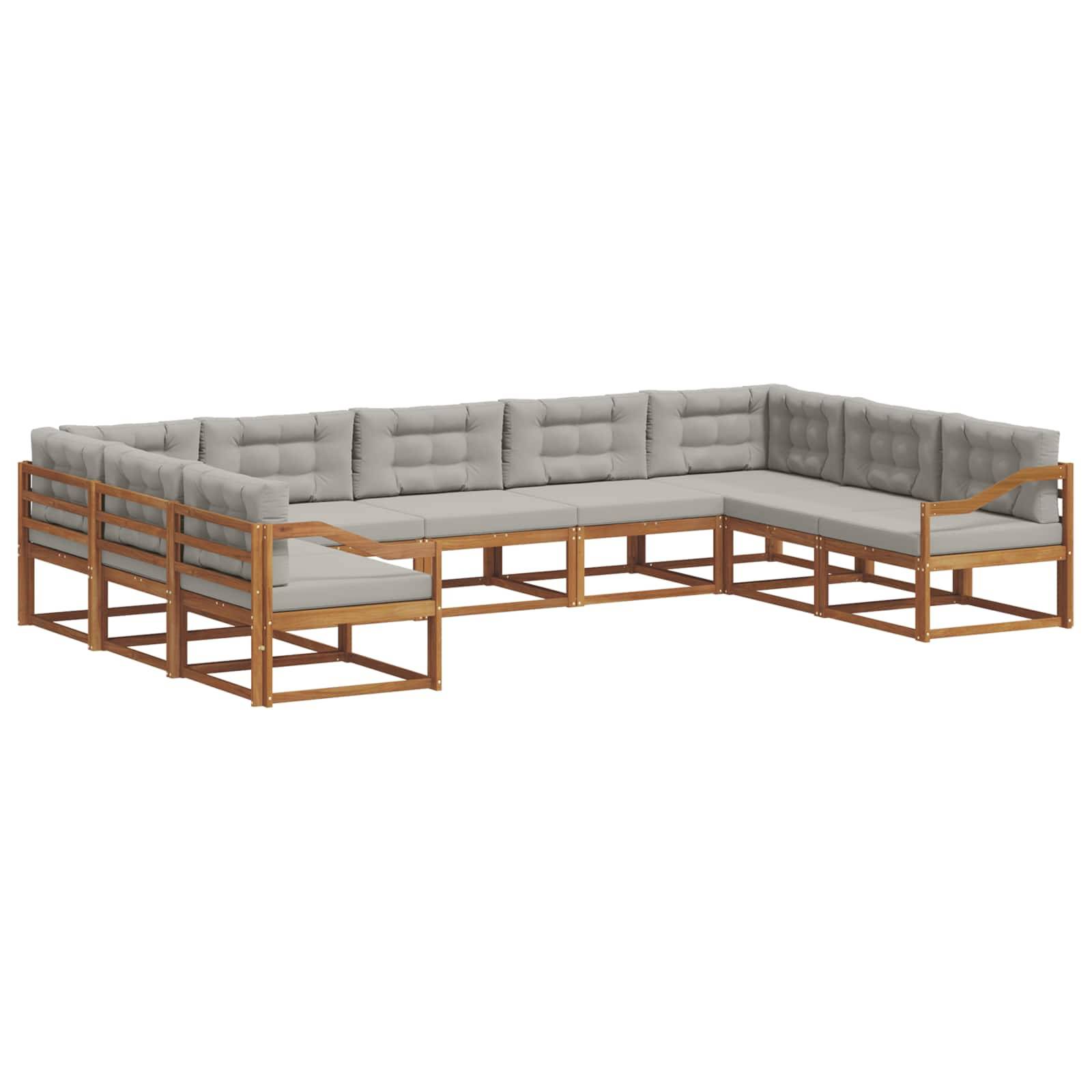 vidaXL Outdoor-Sofagarnitur mit Kissen 9 pcs Natürlich und Hellgrau