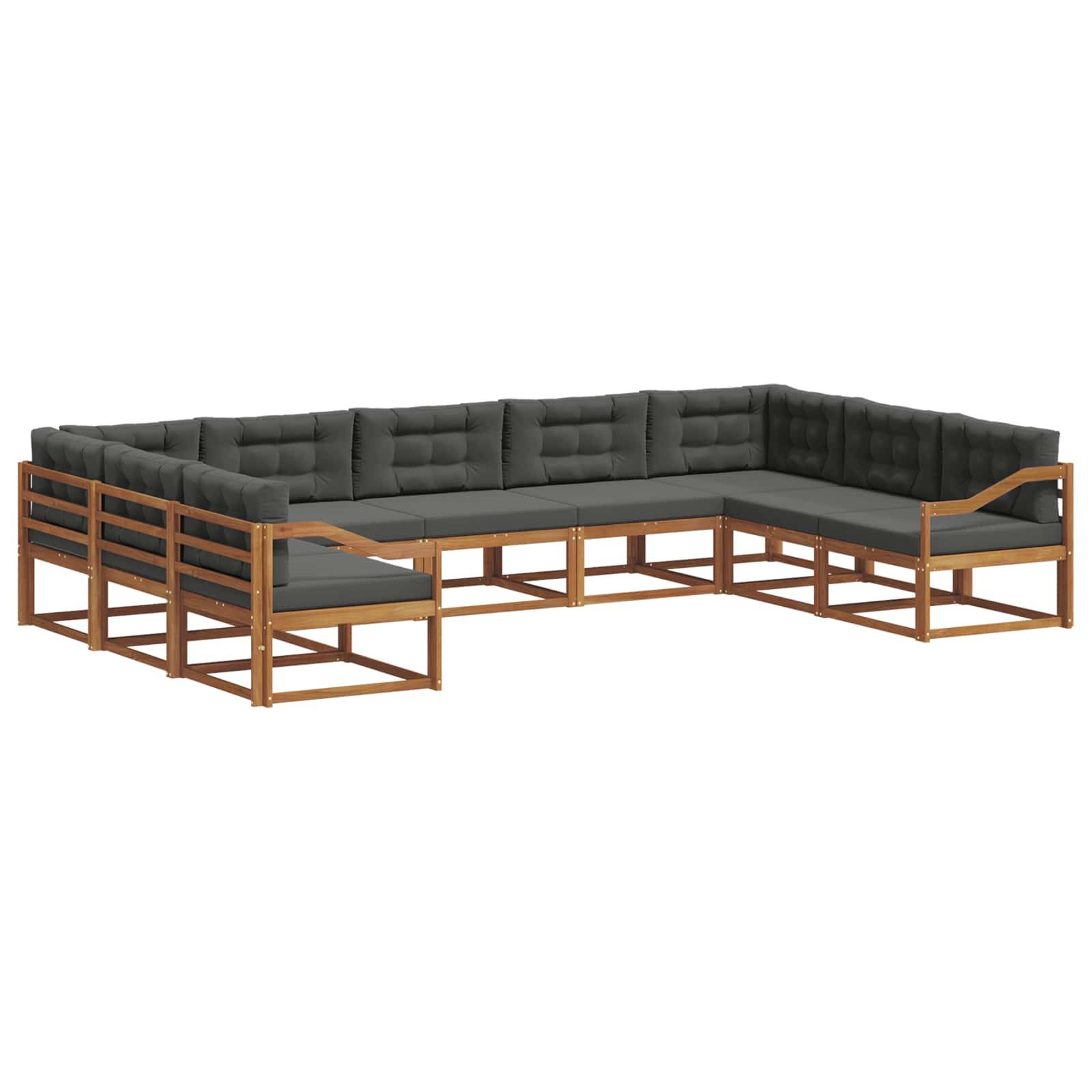 vidaXL Outdoor-Sofagarnitur mit Kissen 9 pcs Natur und Anthrazit