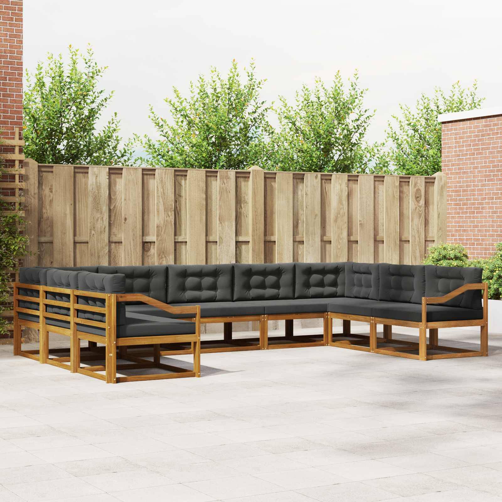 vidaXL Outdoor-Sofagarnitur mit Kissen 9 pcs Natur und Anthrazit