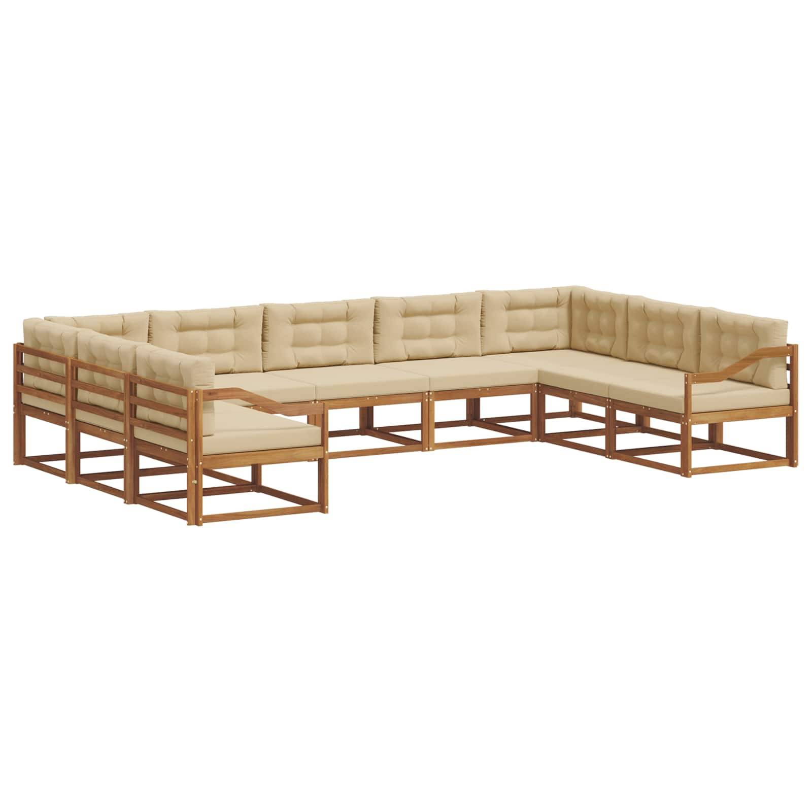 vidaXL Outdoor-Sofagarnitur mit Kissen 9 pcs Natur und Beige
