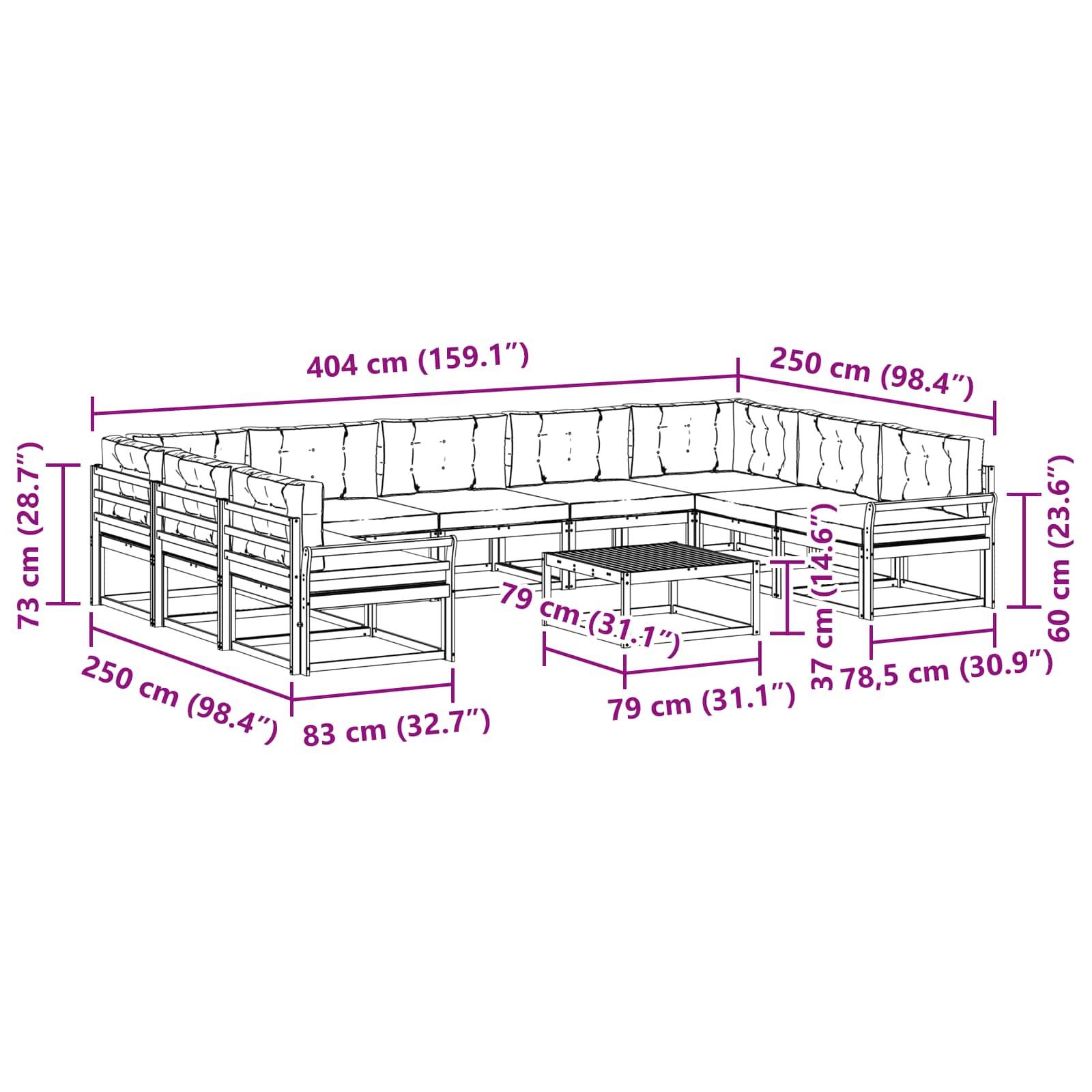 vidaXL Outdoor-Sofagarnitur mit Kissen 10 pcs Weiß und Hellgrau