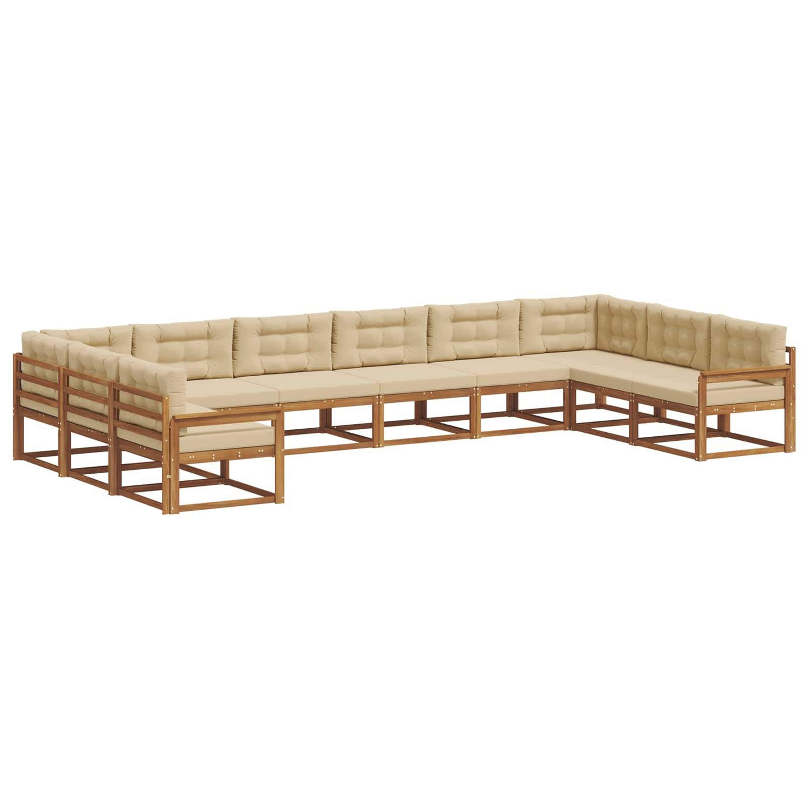 vidaXL Outdoor-Sofagarnitur mit Kissen 10 pcs Natur und Beige