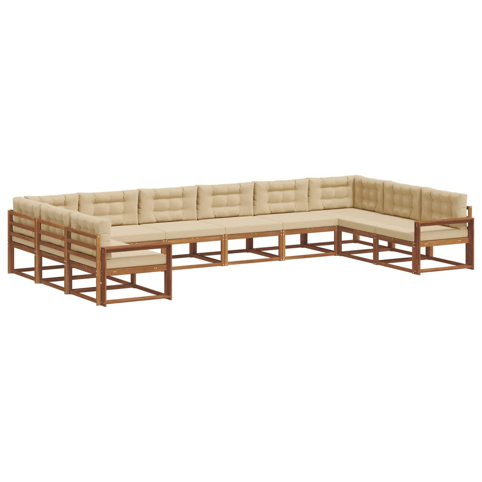 vidaXL Outdoor-Sofagarnitur mit Kissen 10 pcs Natur und Beige