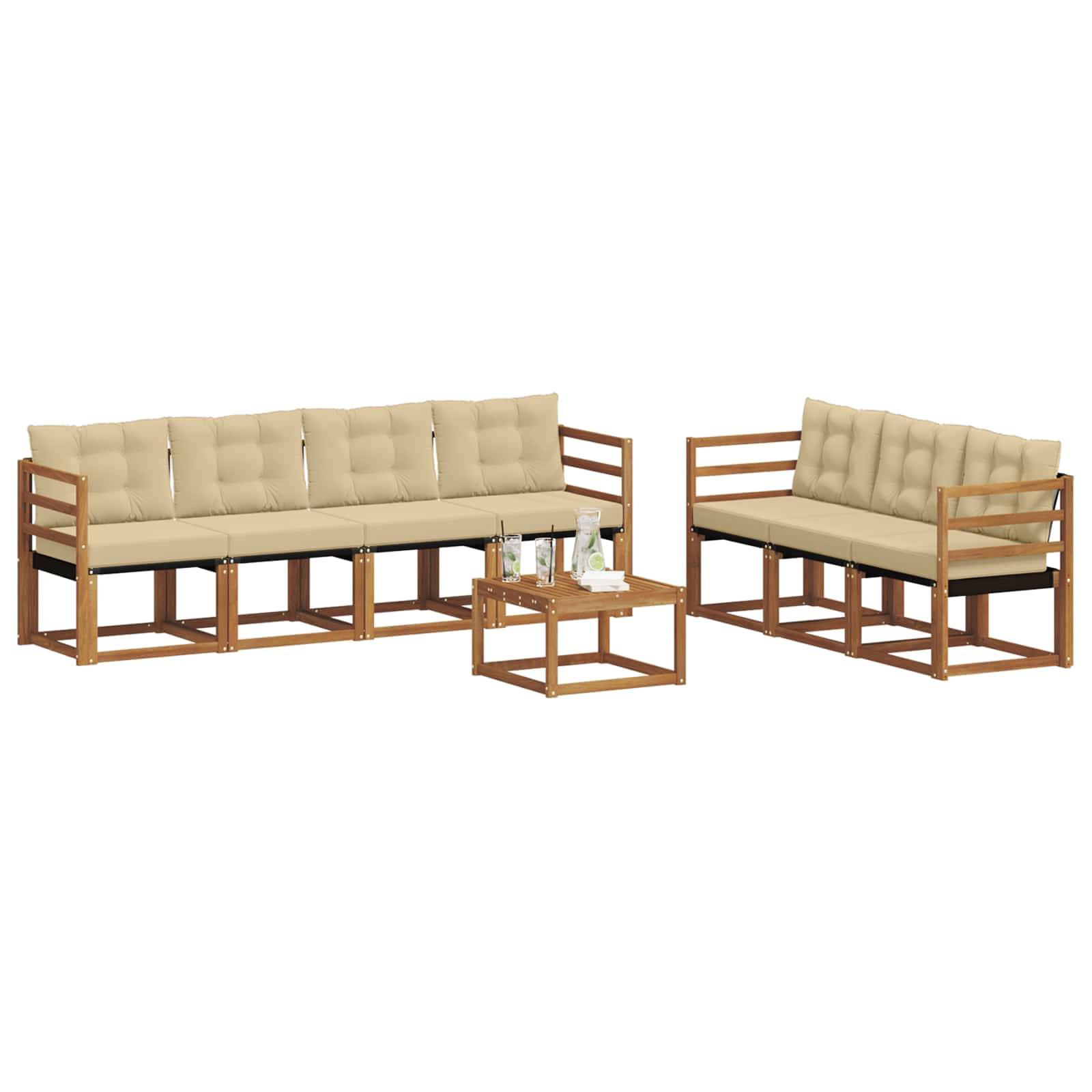 vidaXL Outdoor-Sofagarnitur mit Kissen 8 pcs Natur und Beige