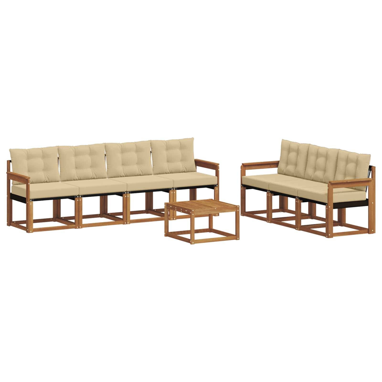 vidaXL Outdoor-Sofagarnitur mit Kissen 8 pcs Natur und Beige