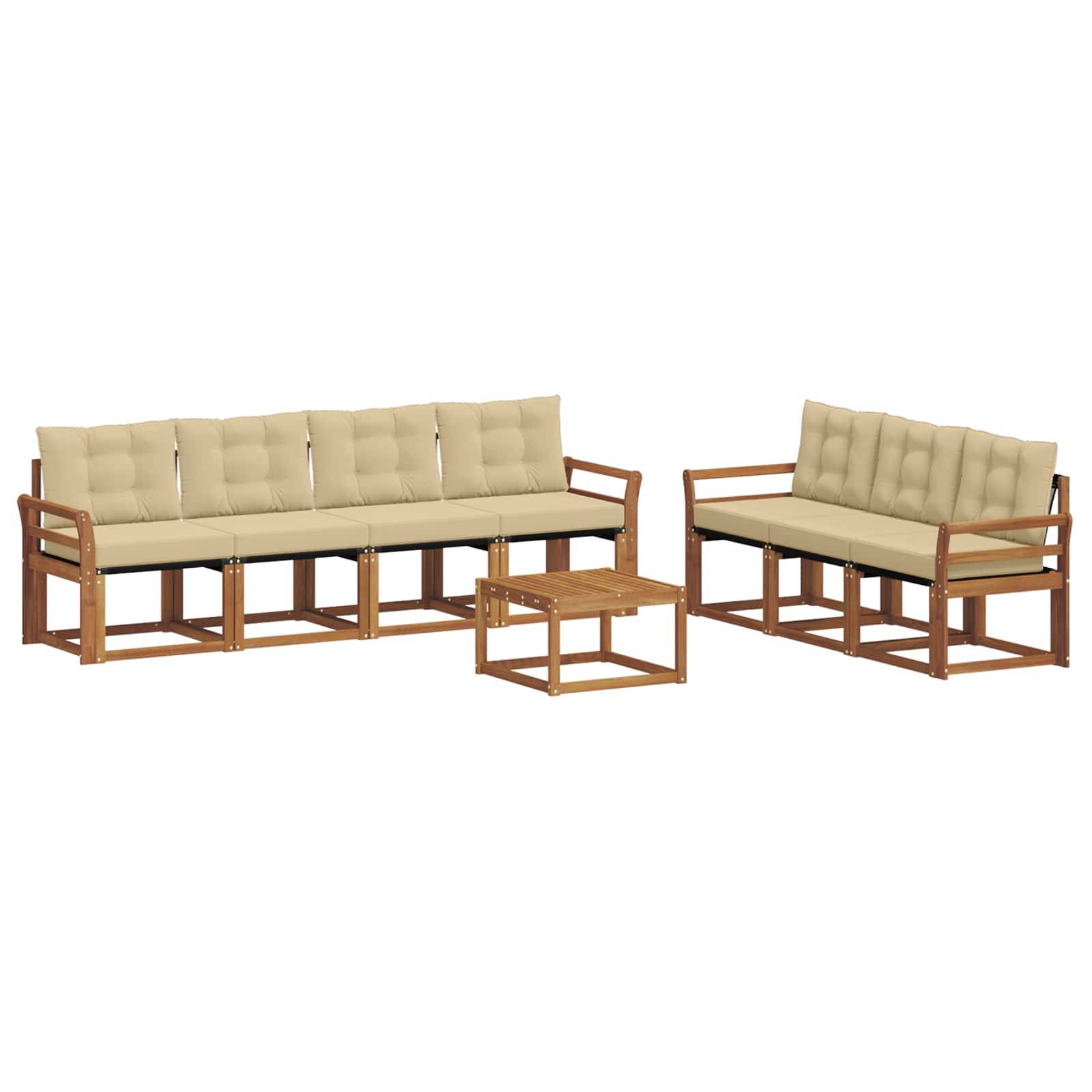 vidaXL Outdoor-Sofagarnitur mit Kissen 8 pcs Natur und Beige