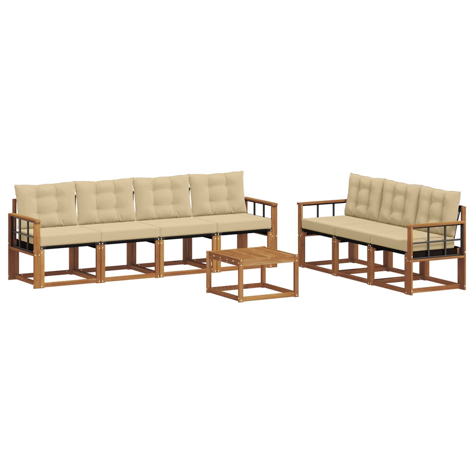 vidaXL Outdoor-Sofagarnitur mit Kissen 8 pcs Natur und Beige