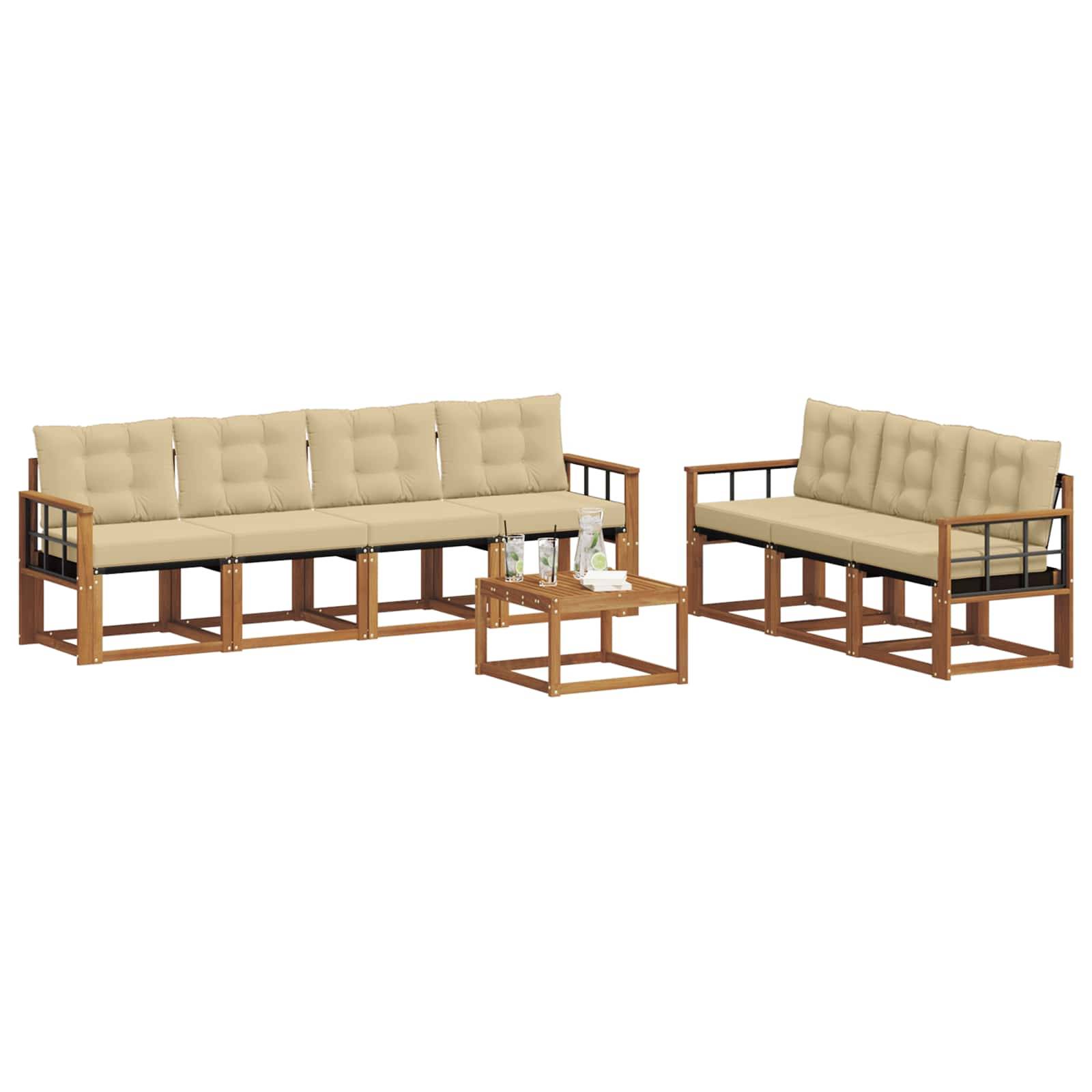 vidaXL Outdoor-Sofagarnitur mit Kissen 8 pcs Natur und Beige
