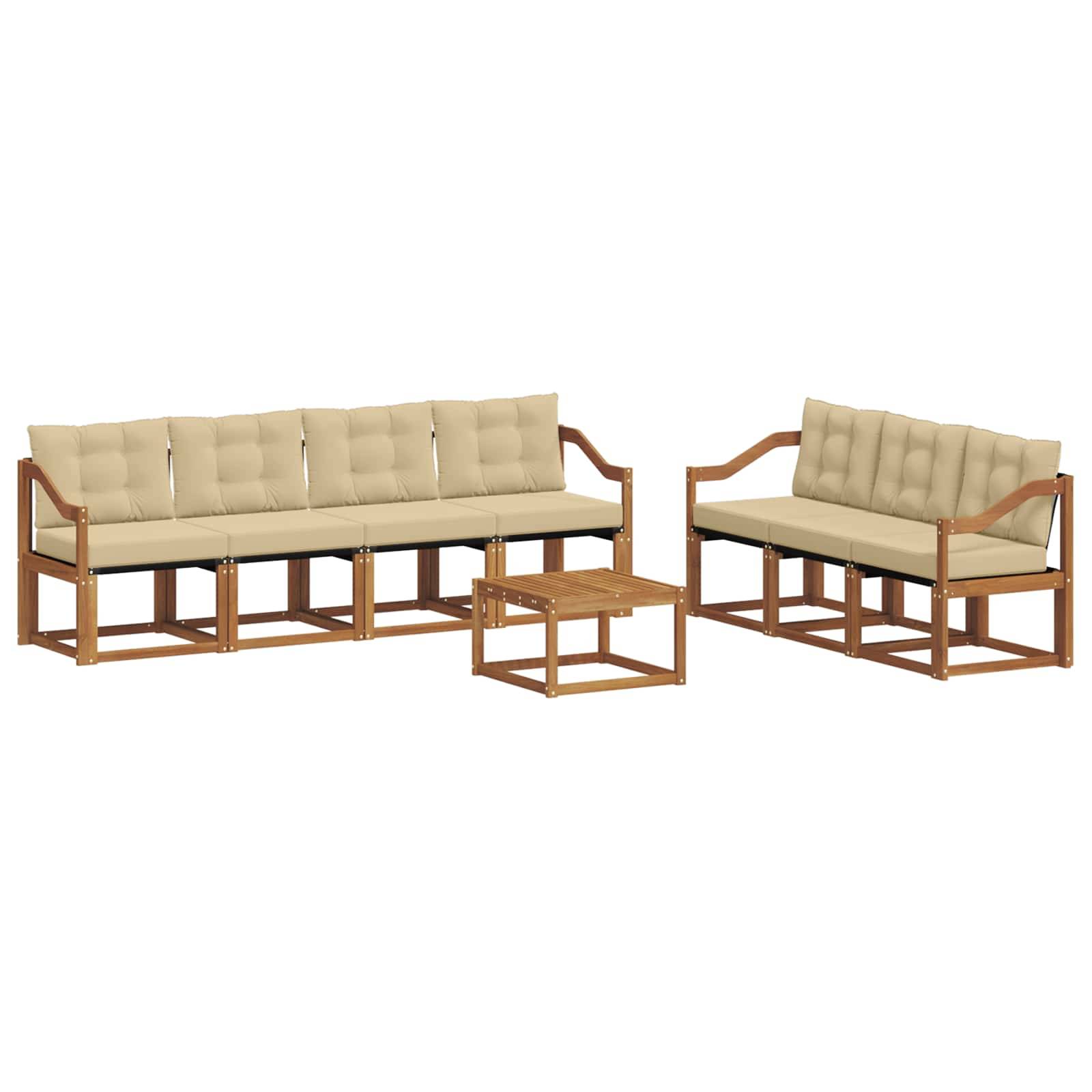 vidaXL Outdoor-Sofagarnitur mit Kissen 8 pcs Natur und Beige
