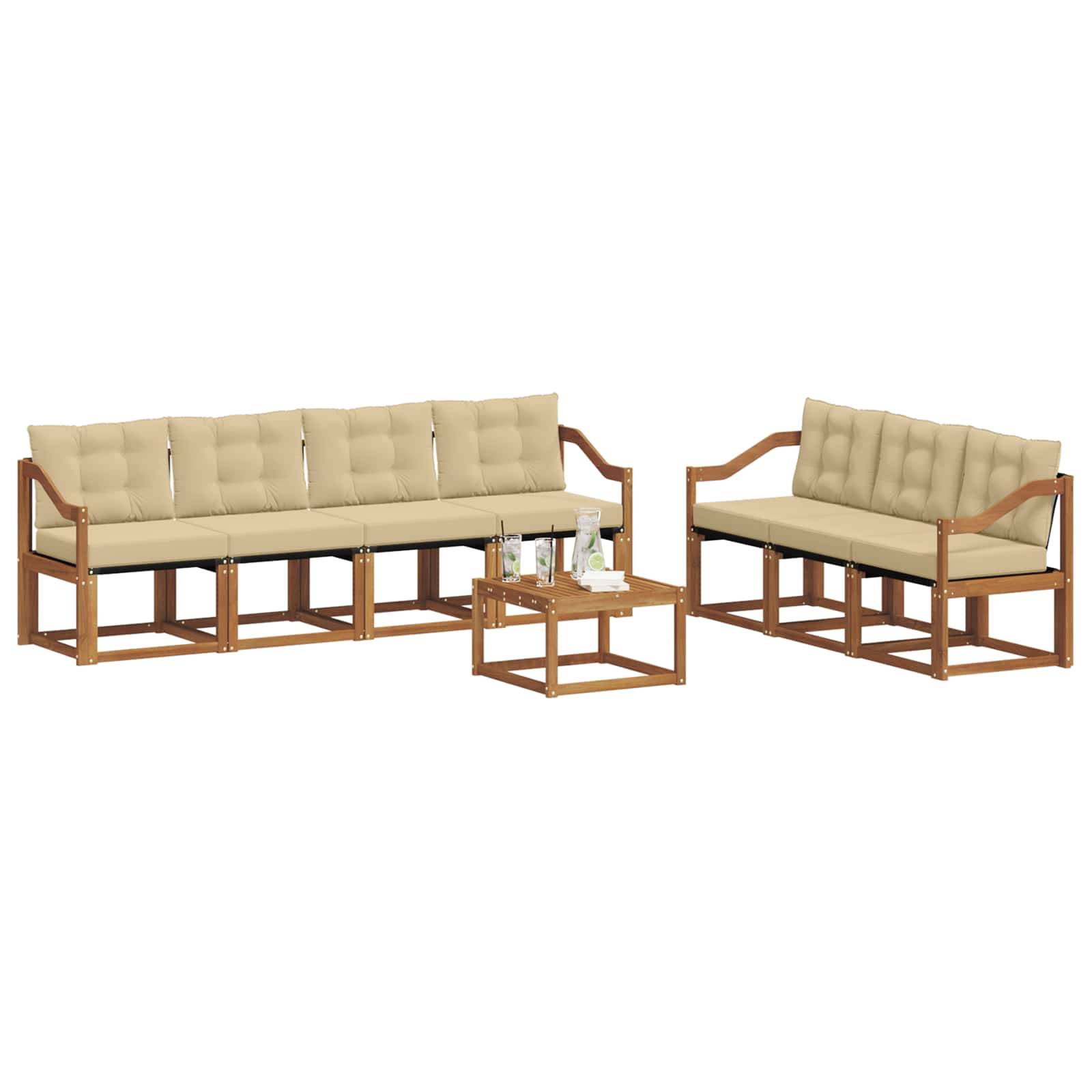 vidaXL Outdoor-Sofagarnitur mit Kissen 8 pcs Natur und Beige