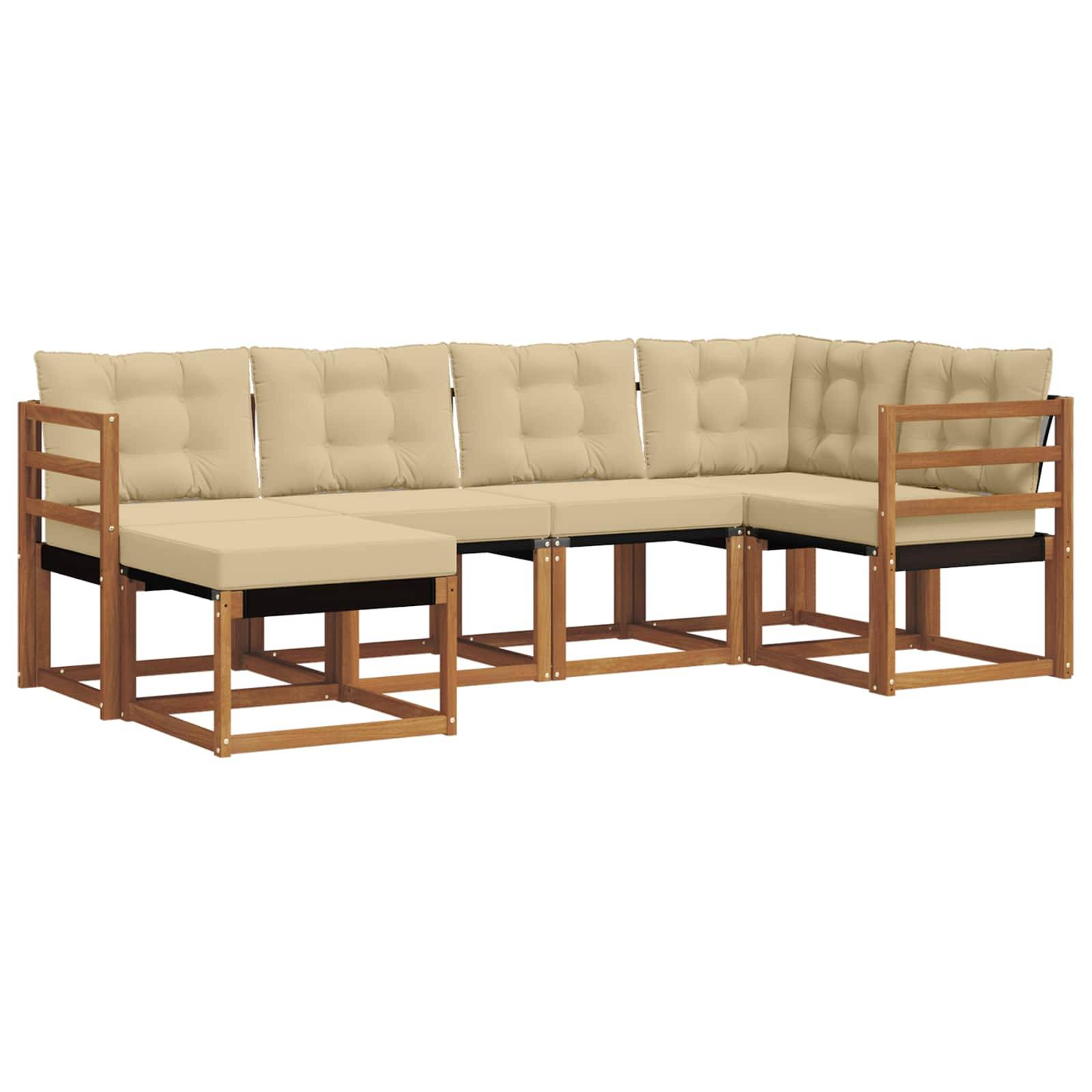 vidaXL Outdoor-Sofagarnitur mit Kissen 6 pcs Natur und Beige