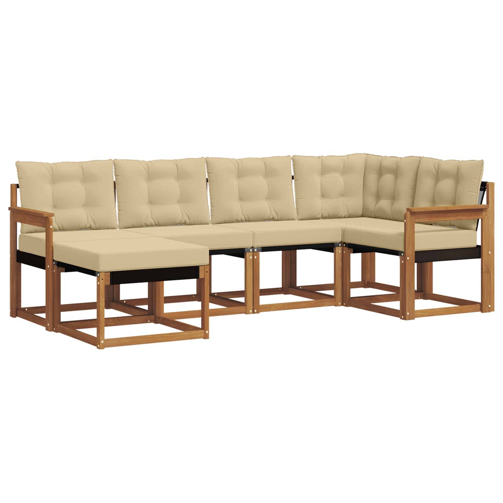 vidaXL Outdoor-Sofagarnitur mit Kissen 6 pcs Natur und Beige