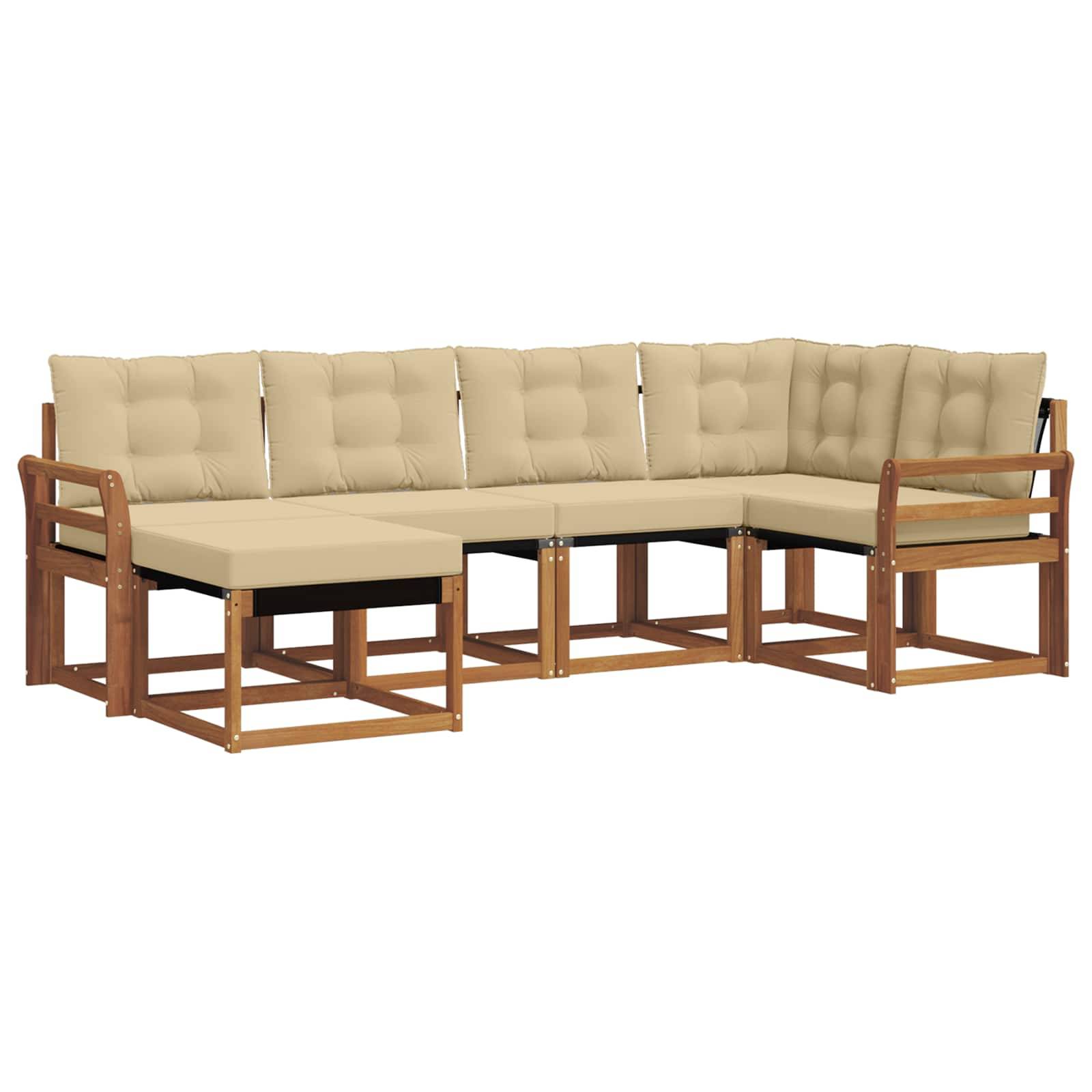 vidaXL Outdoor-Sofagarnitur mit Kissen 6 pcs Natur und Beige