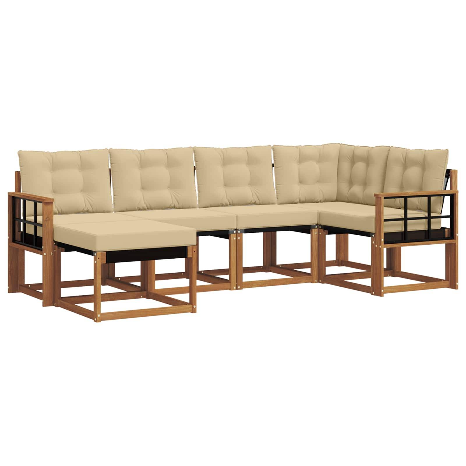 vidaXL Outdoor-Sofagarnitur mit Kissen 6 pcs Natur und Beige