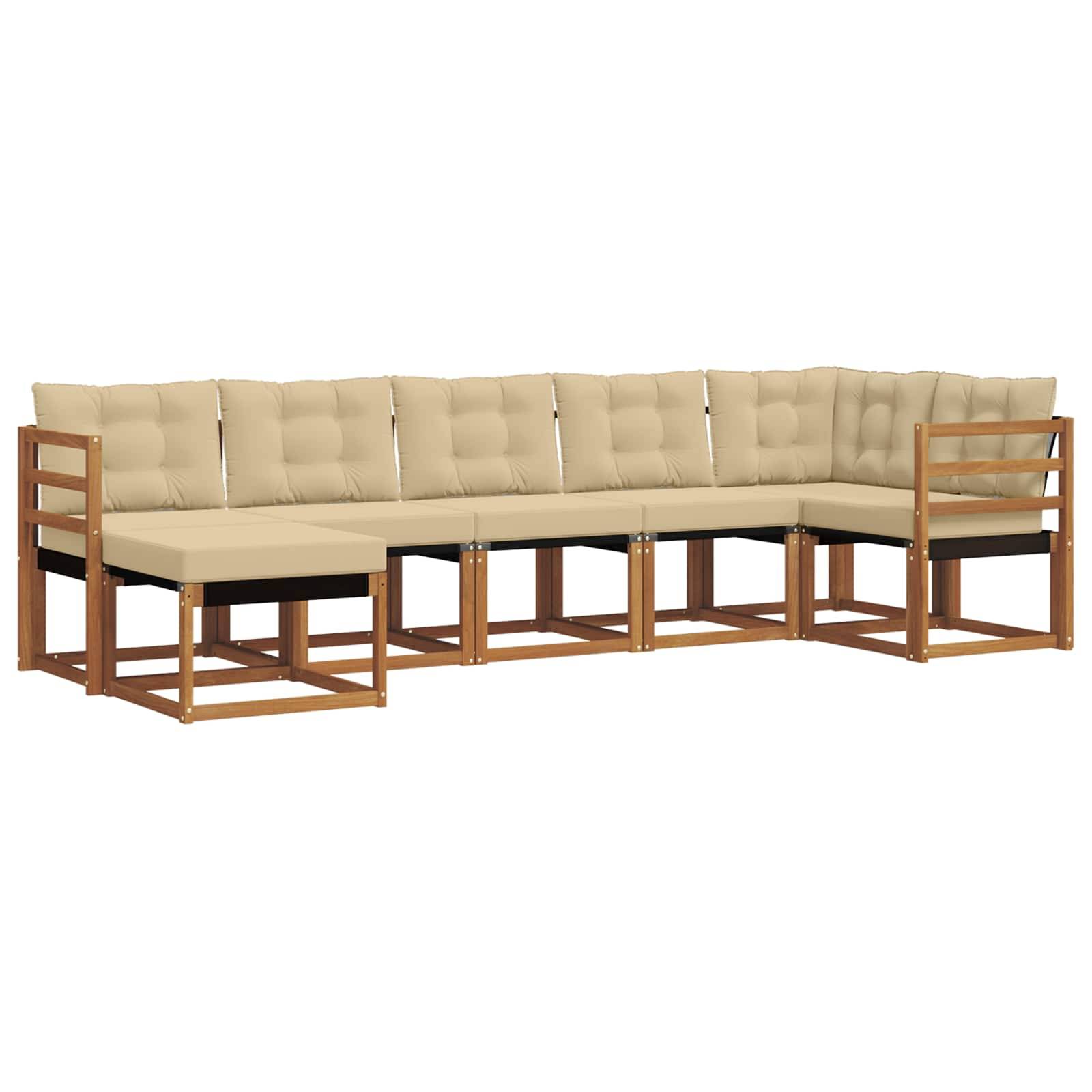 vidaXL Outdoor-Sofagarnitur mit Kissen 7 pcs Natur und Beige