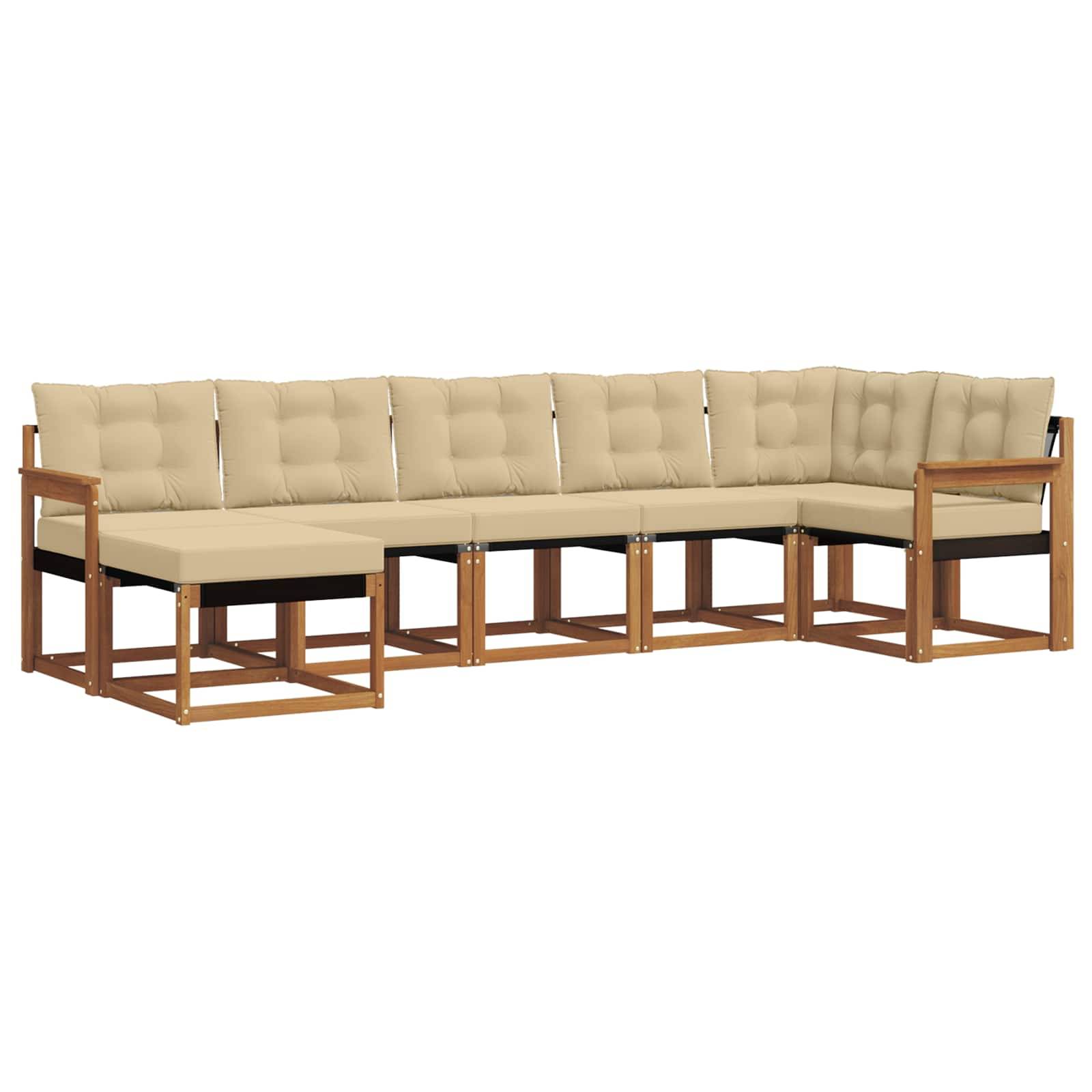 vidaXL Outdoor-Sofagarnitur mit Kissen 7 pcs Natur und Beige