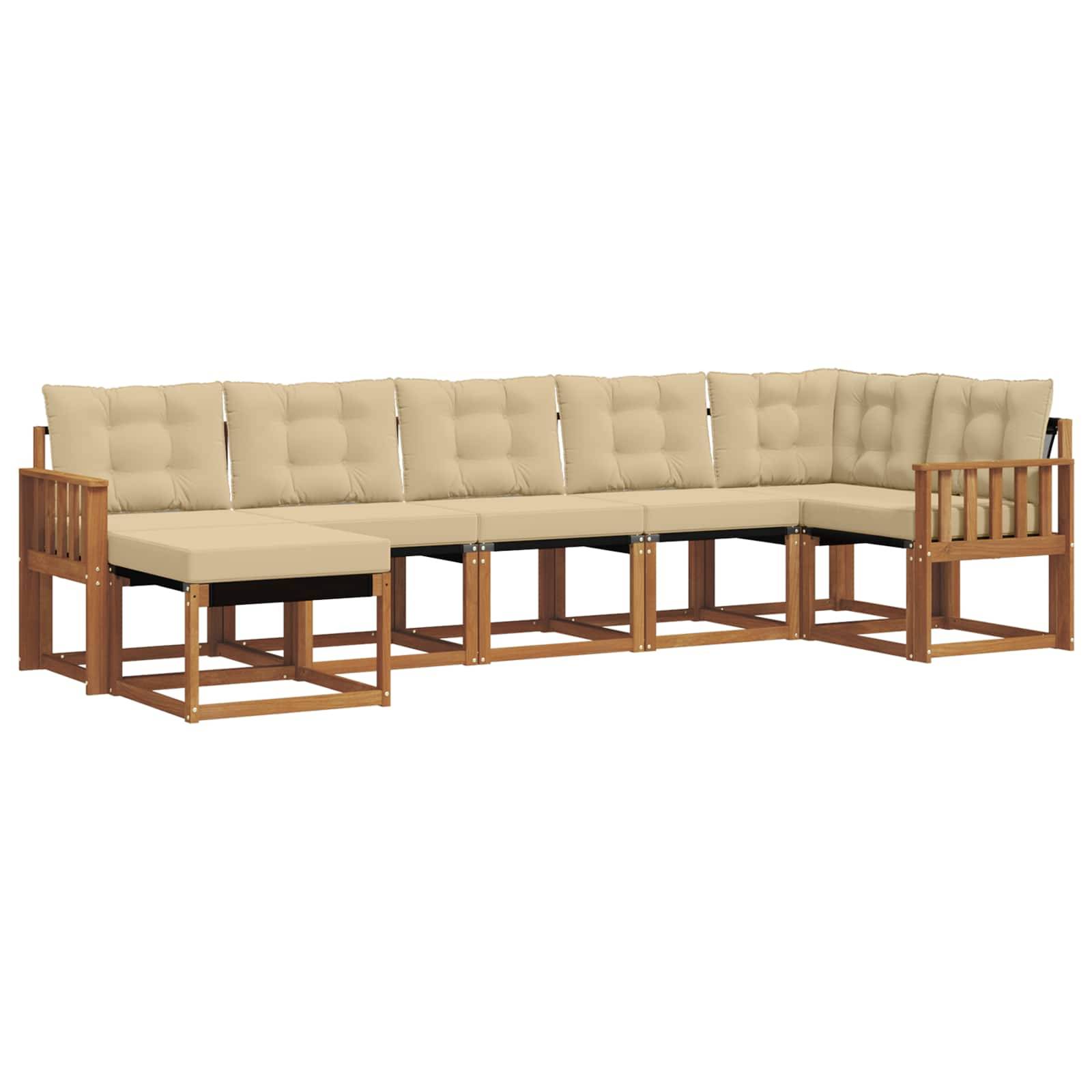 vidaXL Outdoor-Sofagarnitur mit Kissen 7 pcs Natur und Beige