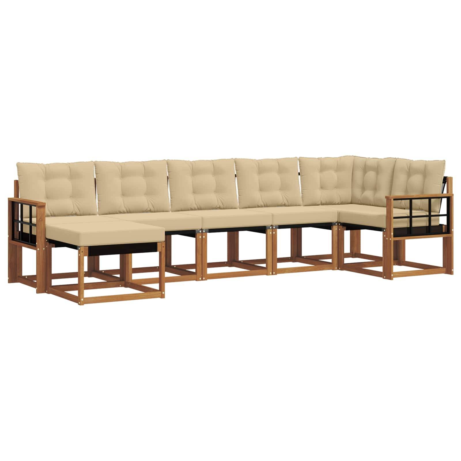 vidaXL Outdoor-Sofagarnitur mit Kissen 7 pcs Natur und Beige