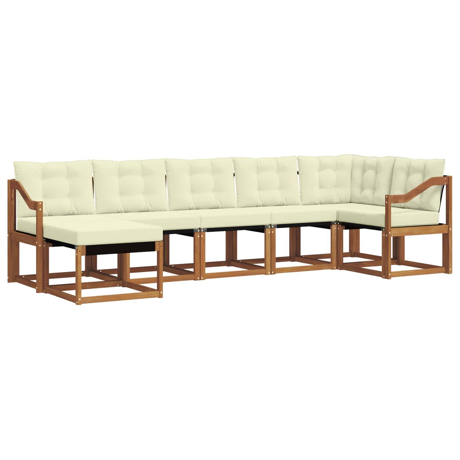vidaXL Outdoor-Sofagarnitur mit Kissen 7 pcs Natur und Creme