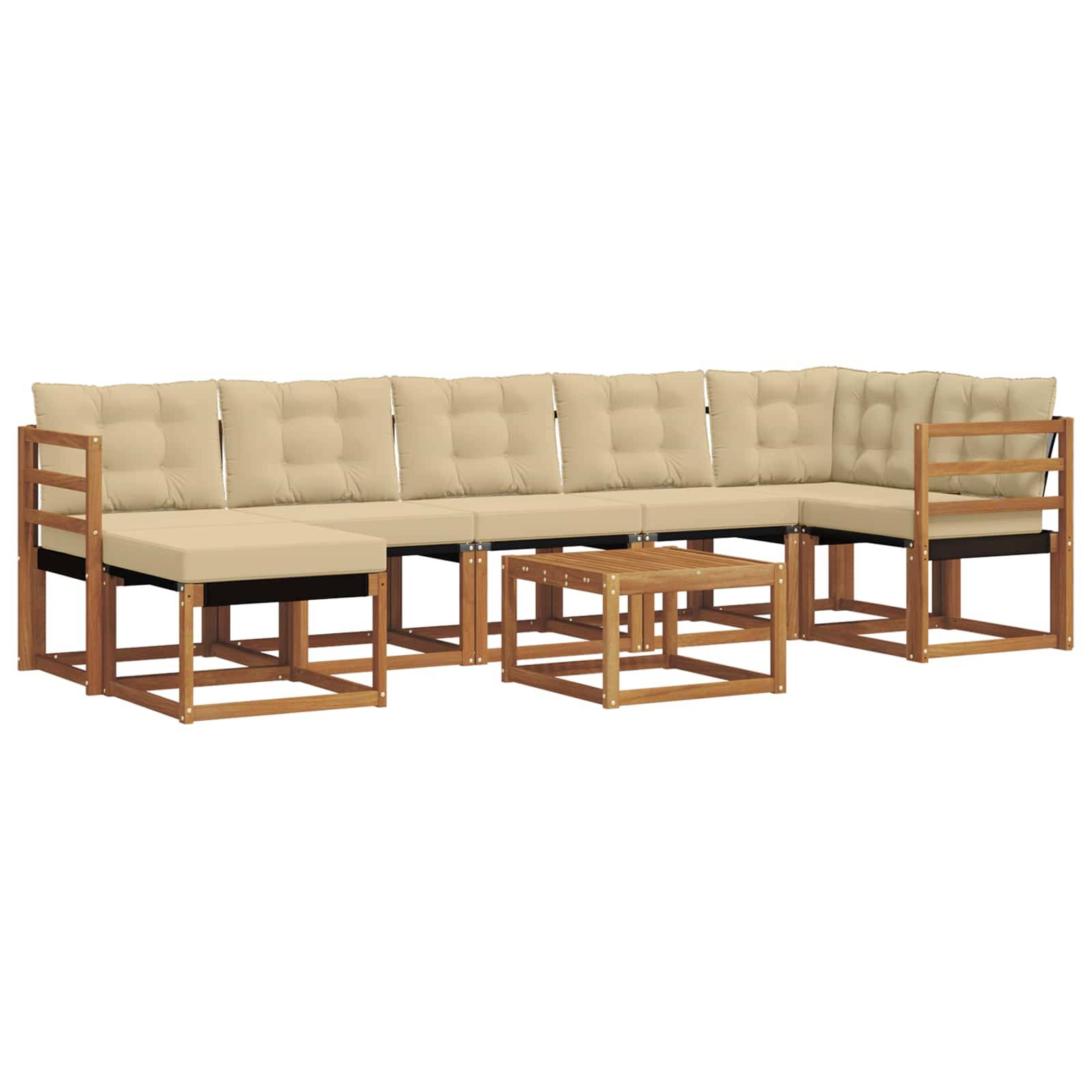 vidaXL Outdoor-Sofagarnitur mit Kissen 8 pcs Natur und Beige