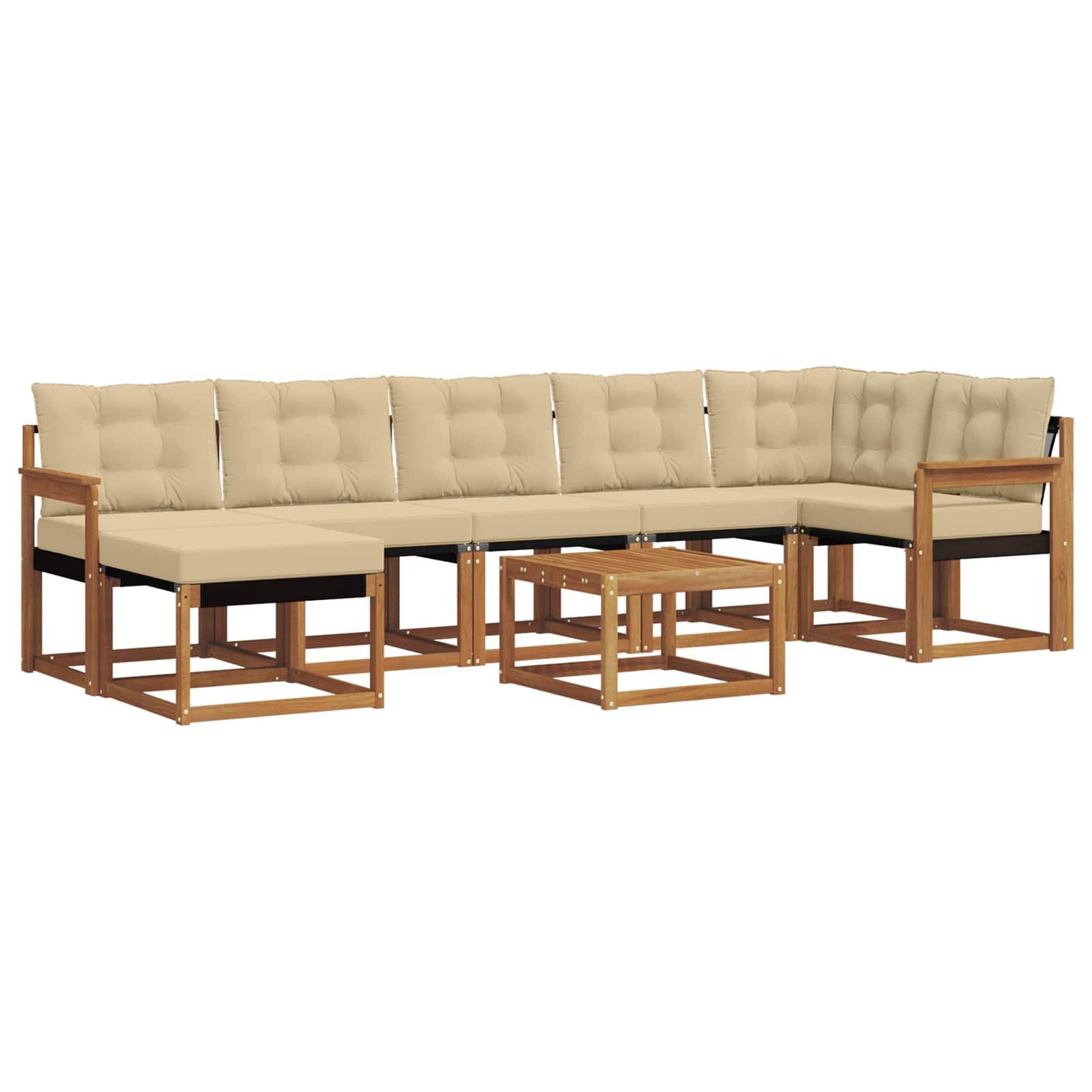 vidaXL Outdoor-Sofagarnitur mit Kissen 8 pcs Natur und Beige