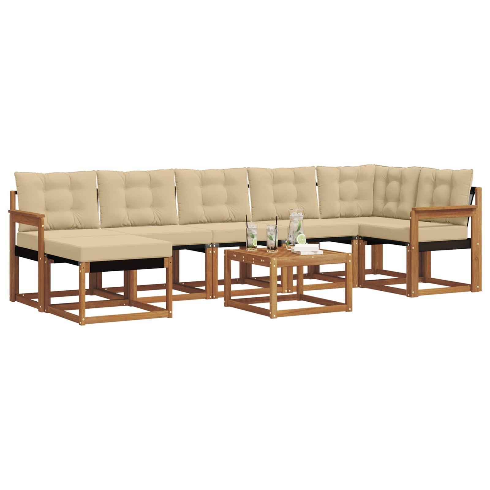 vidaXL Outdoor-Sofagarnitur mit Kissen 8 pcs Natur und Beige