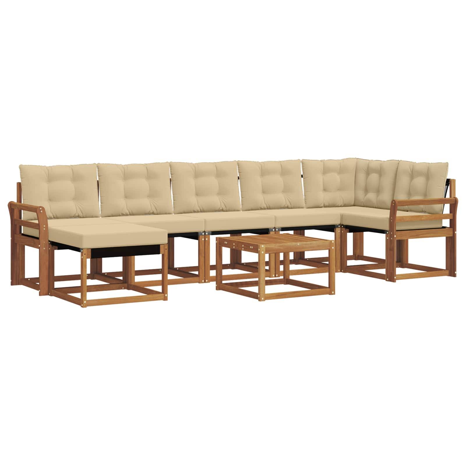 vidaXL Outdoor-Sofagarnitur mit Kissen 8 pcs Natur und Beige
