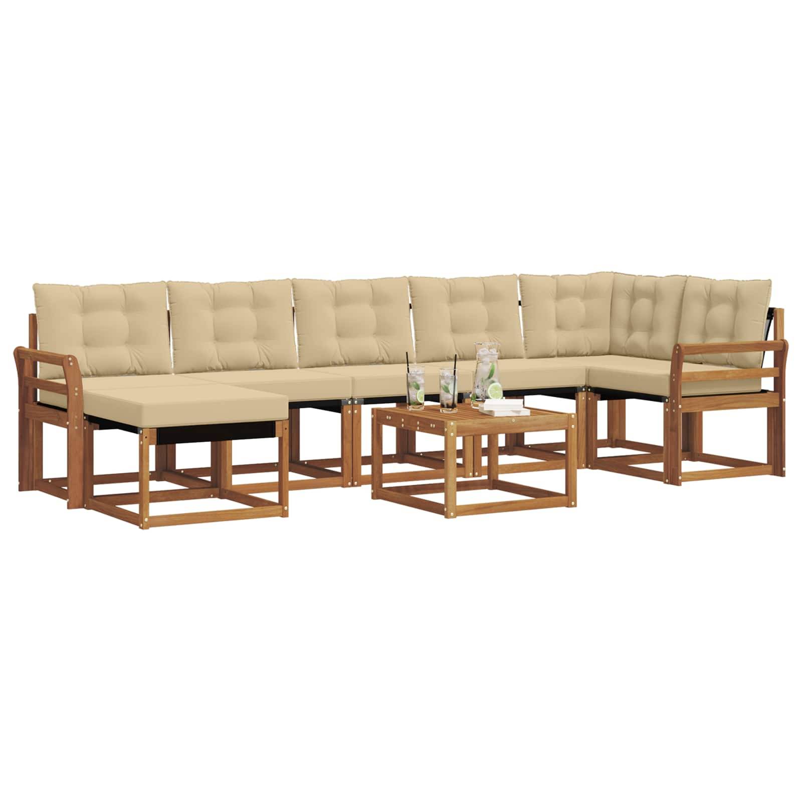 vidaXL Outdoor-Sofagarnitur mit Kissen 8 pcs Natur und Beige
