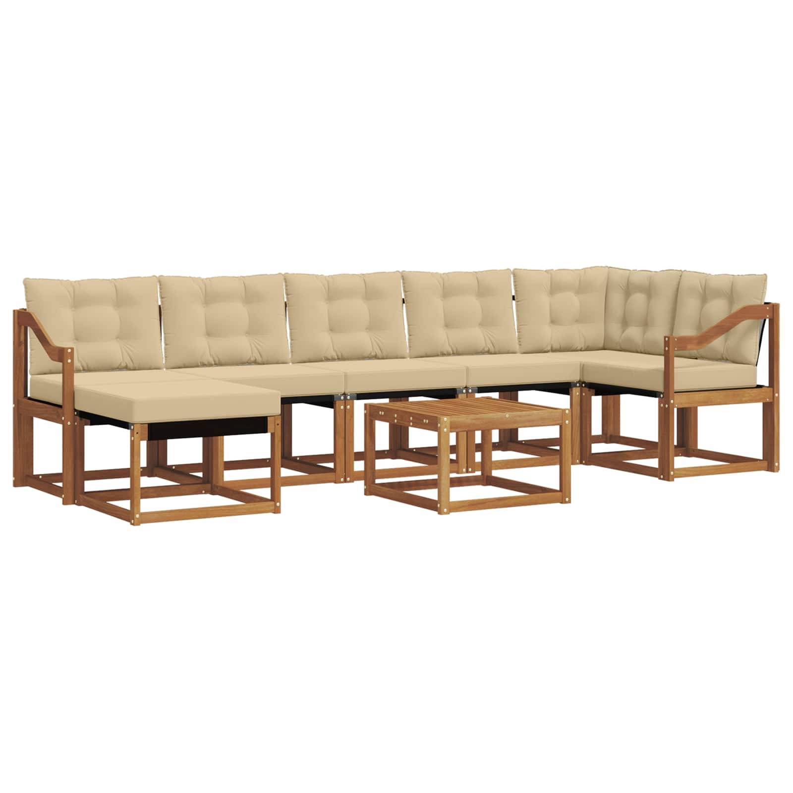 vidaXL Outdoor-Sofagarnitur mit Kissen 8 pcs Natur und Beige