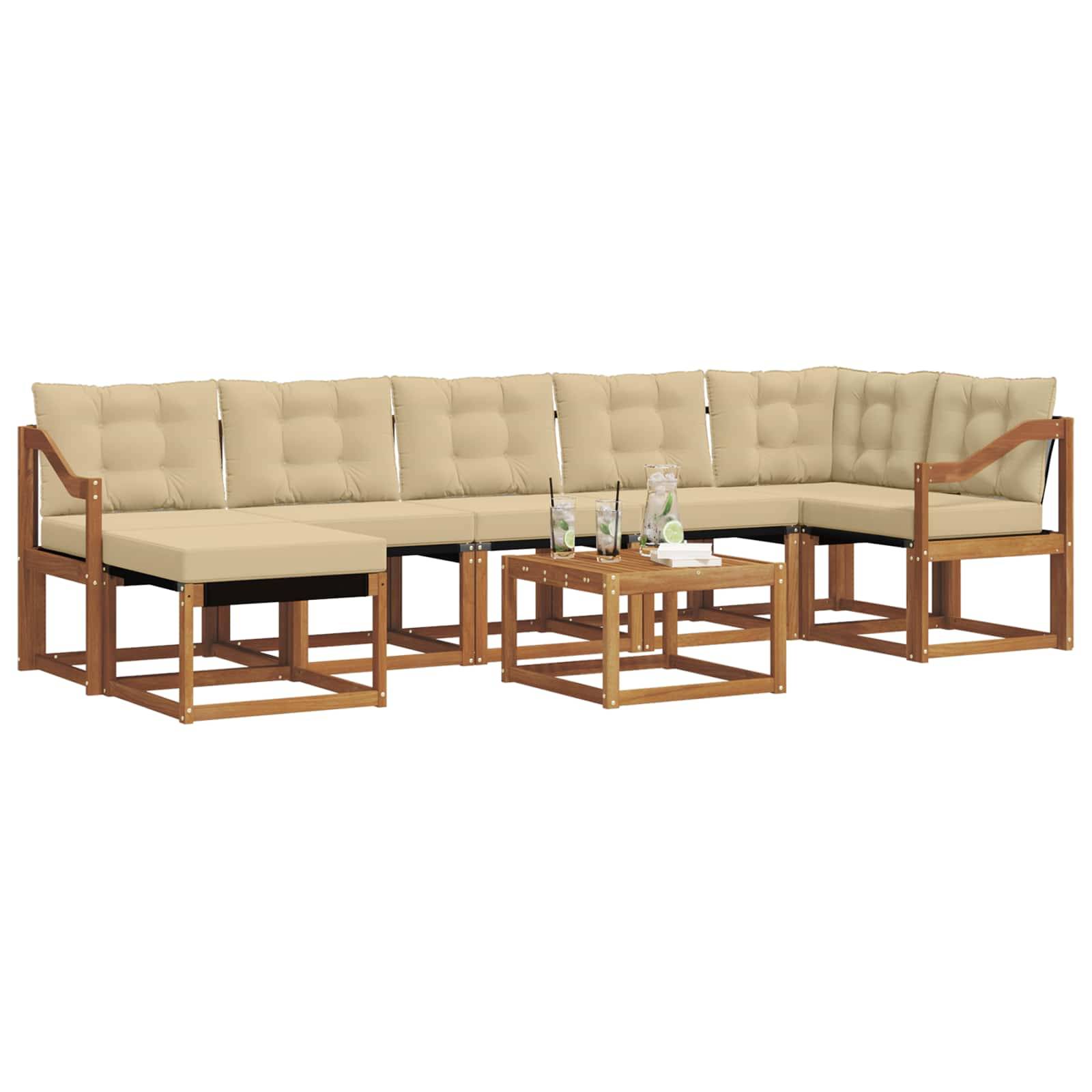 vidaXL Outdoor-Sofagarnitur mit Kissen 8 pcs Natur und Beige