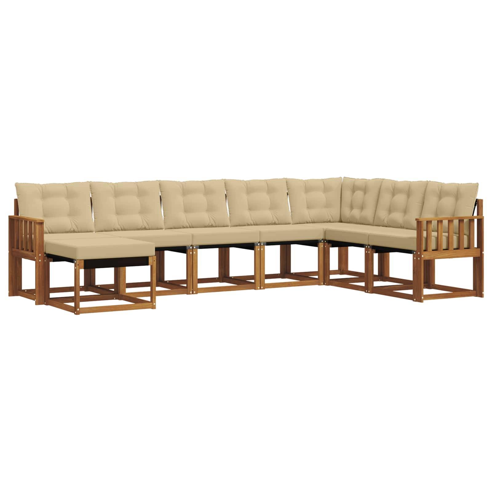 vidaXL Outdoor-Sofagarnitur mit Kissen 8 pcs Natur und Beige