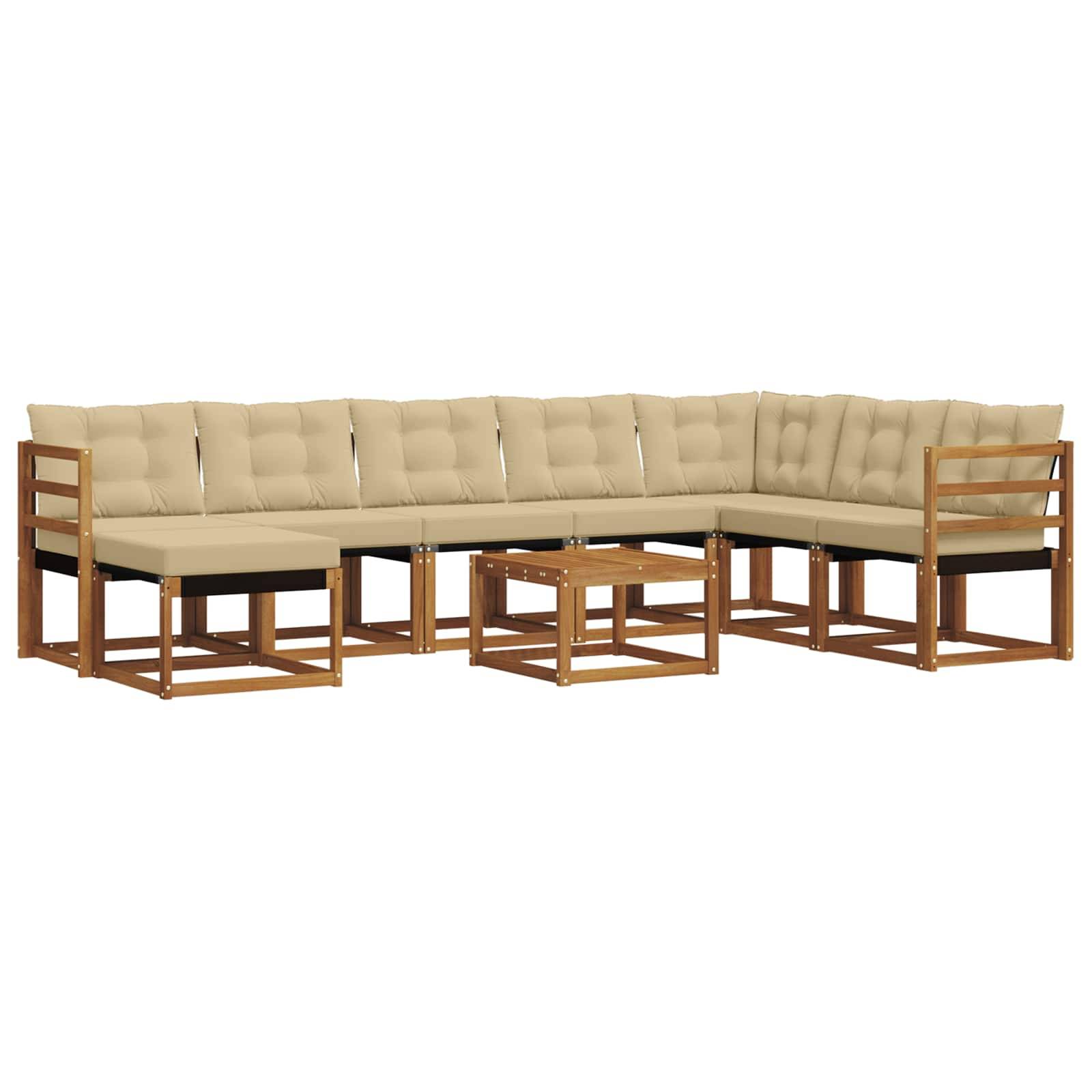 vidaXL Outdoor-Sofagarnitur mit Kissen 9 pcs Natur und Beige