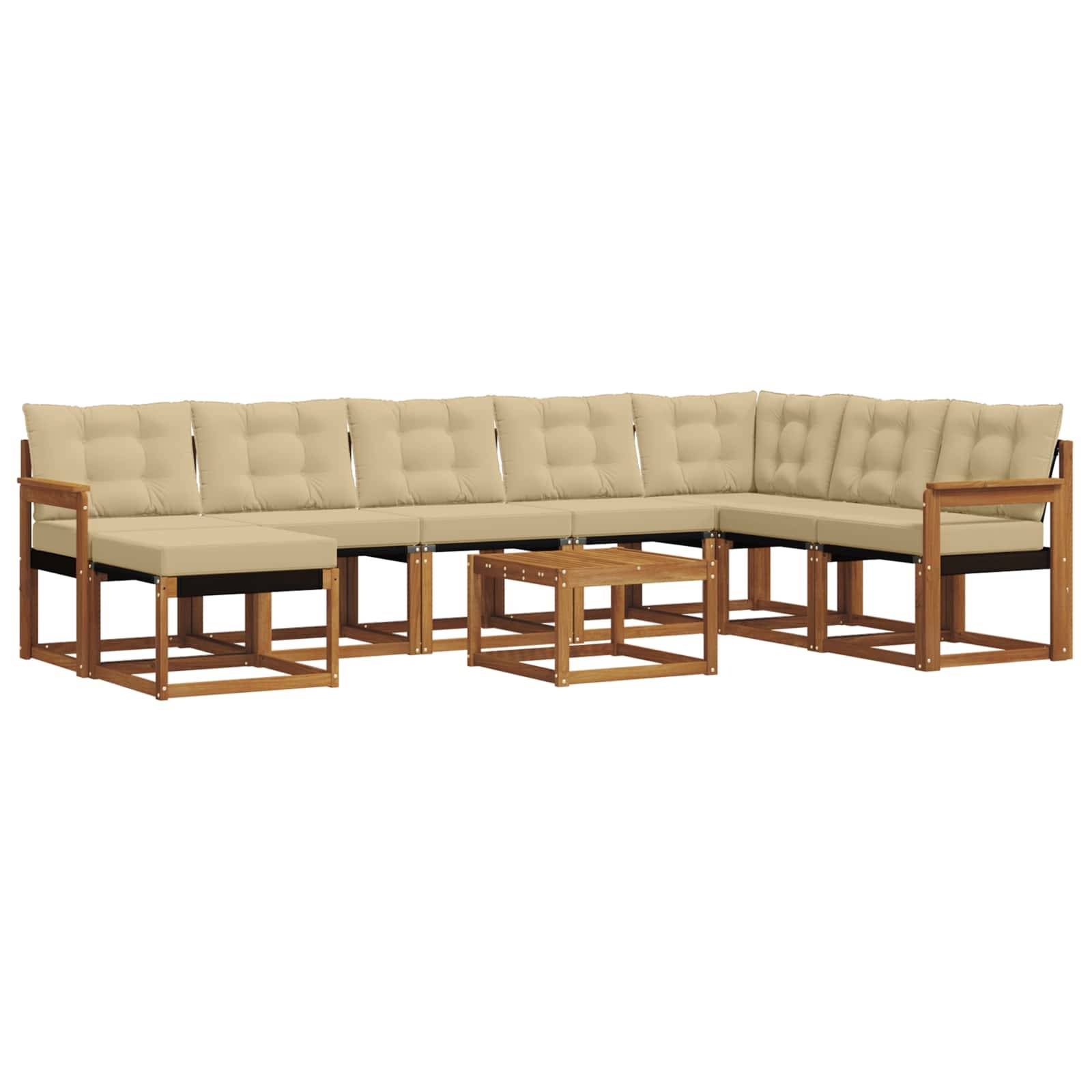 vidaXL Outdoor-Sofagarnitur mit Kissen 9 pcs Natur und Beige