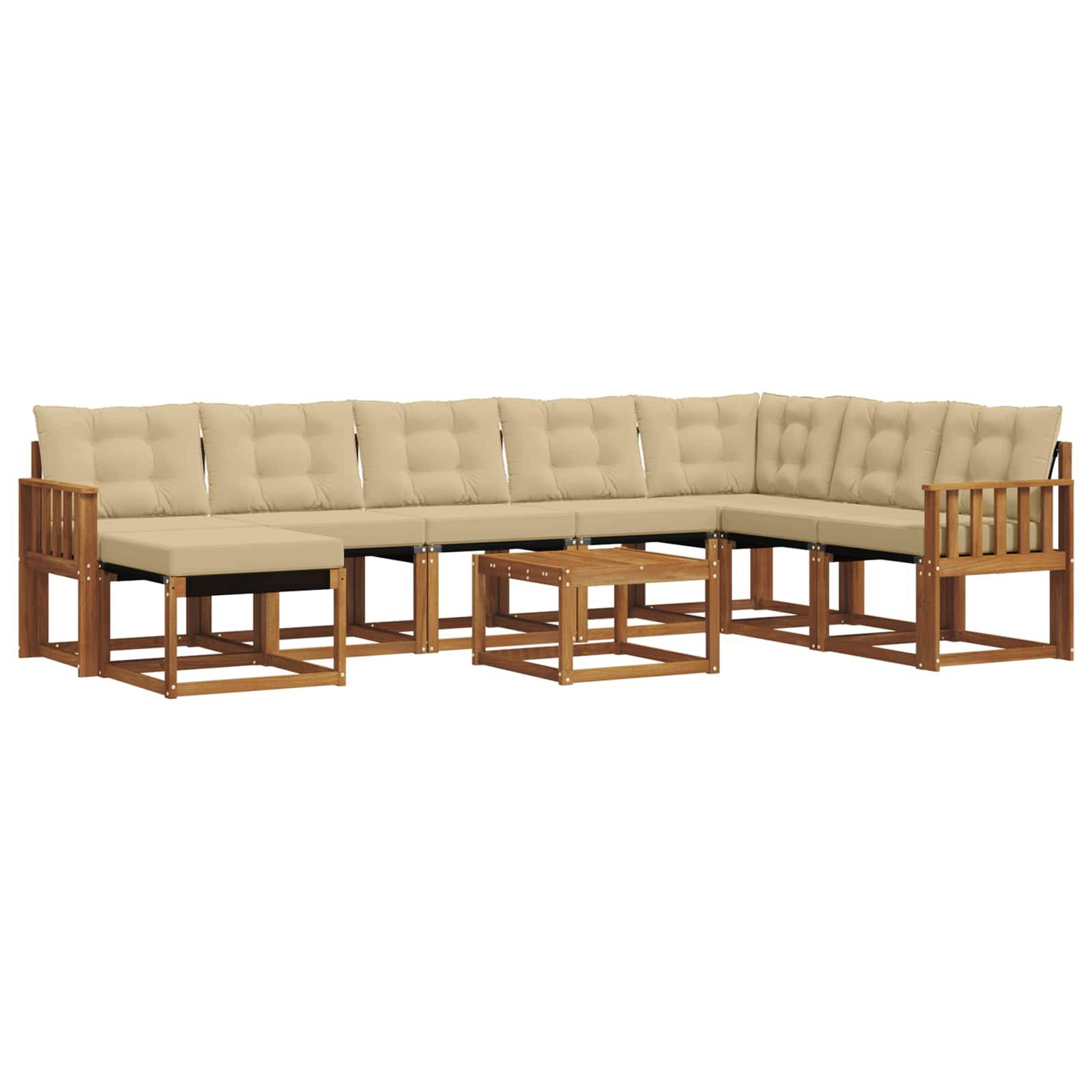 vidaXL Outdoor-Sofagarnitur mit Kissen 9 pcs Natur und Beige