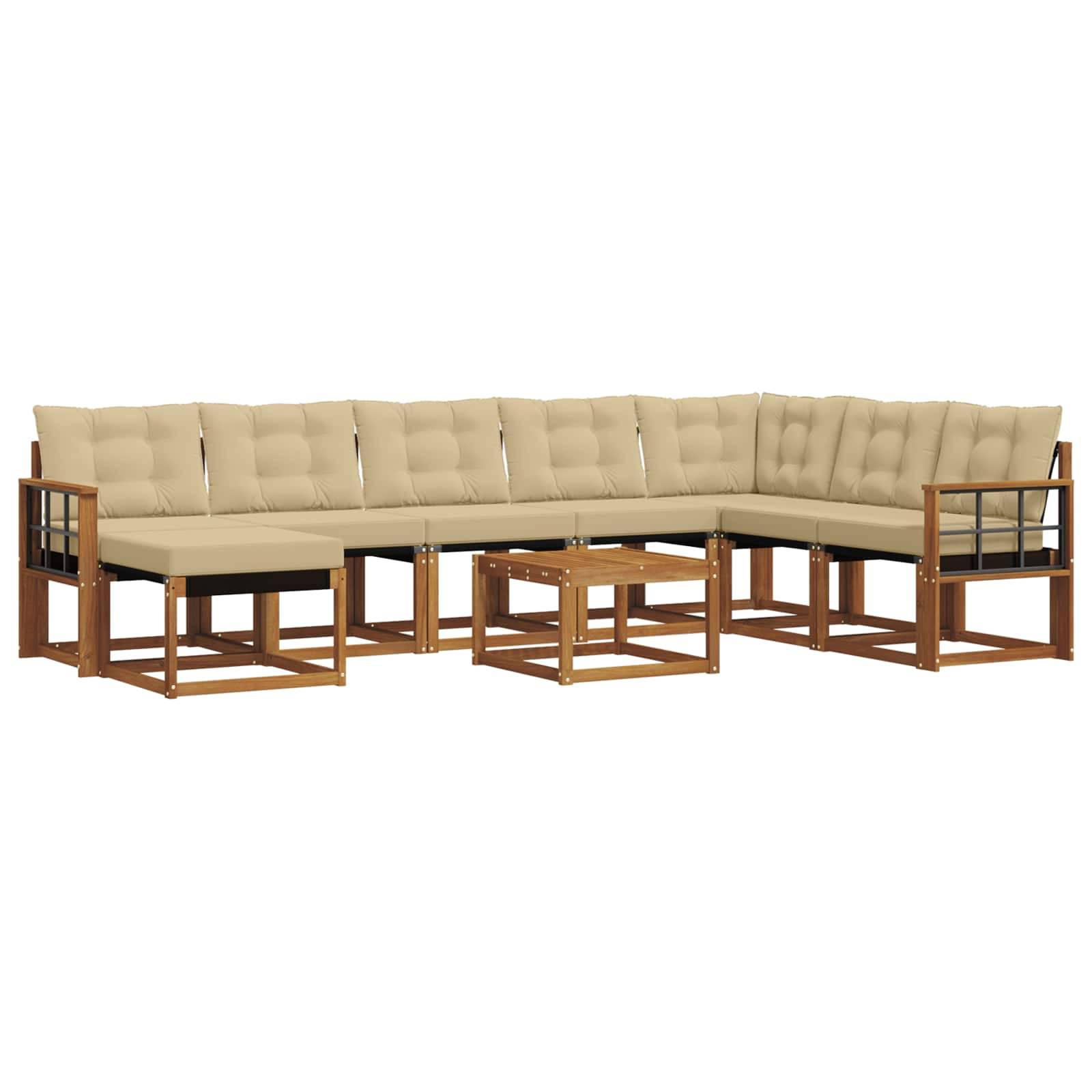 vidaXL Outdoor-Sofagarnitur mit Kissen 9 pcs Natur und Beige