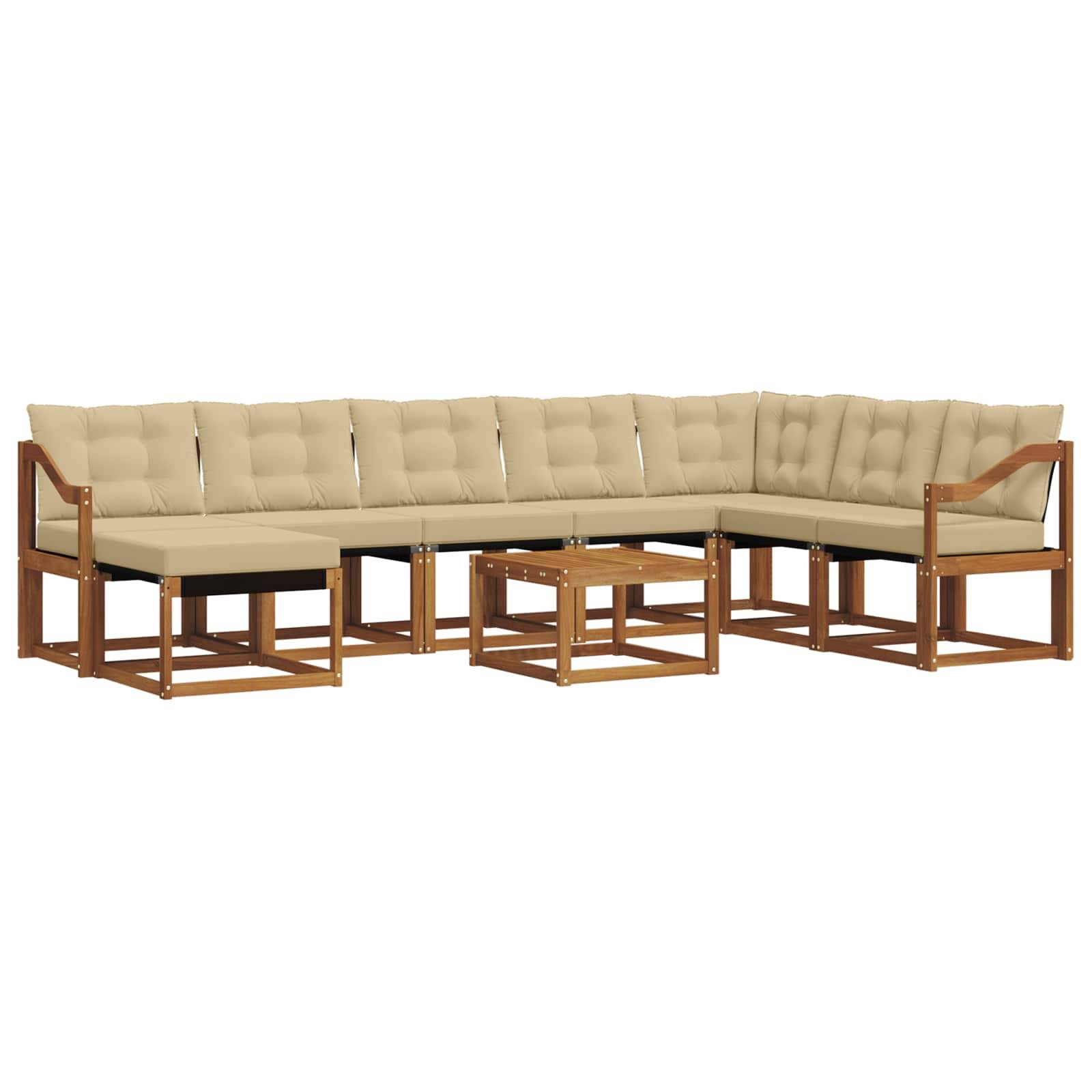 vidaXL Outdoor-Sofagarnitur mit Kissen 9 pcs Natur und Beige
