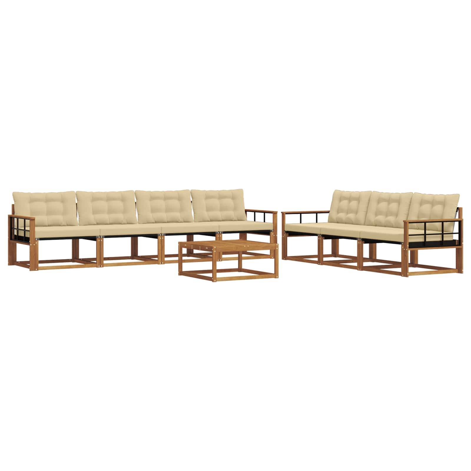 vidaXL Outdoor-Sofagarnitur mit Kissen 8 pcs Natur und Beige