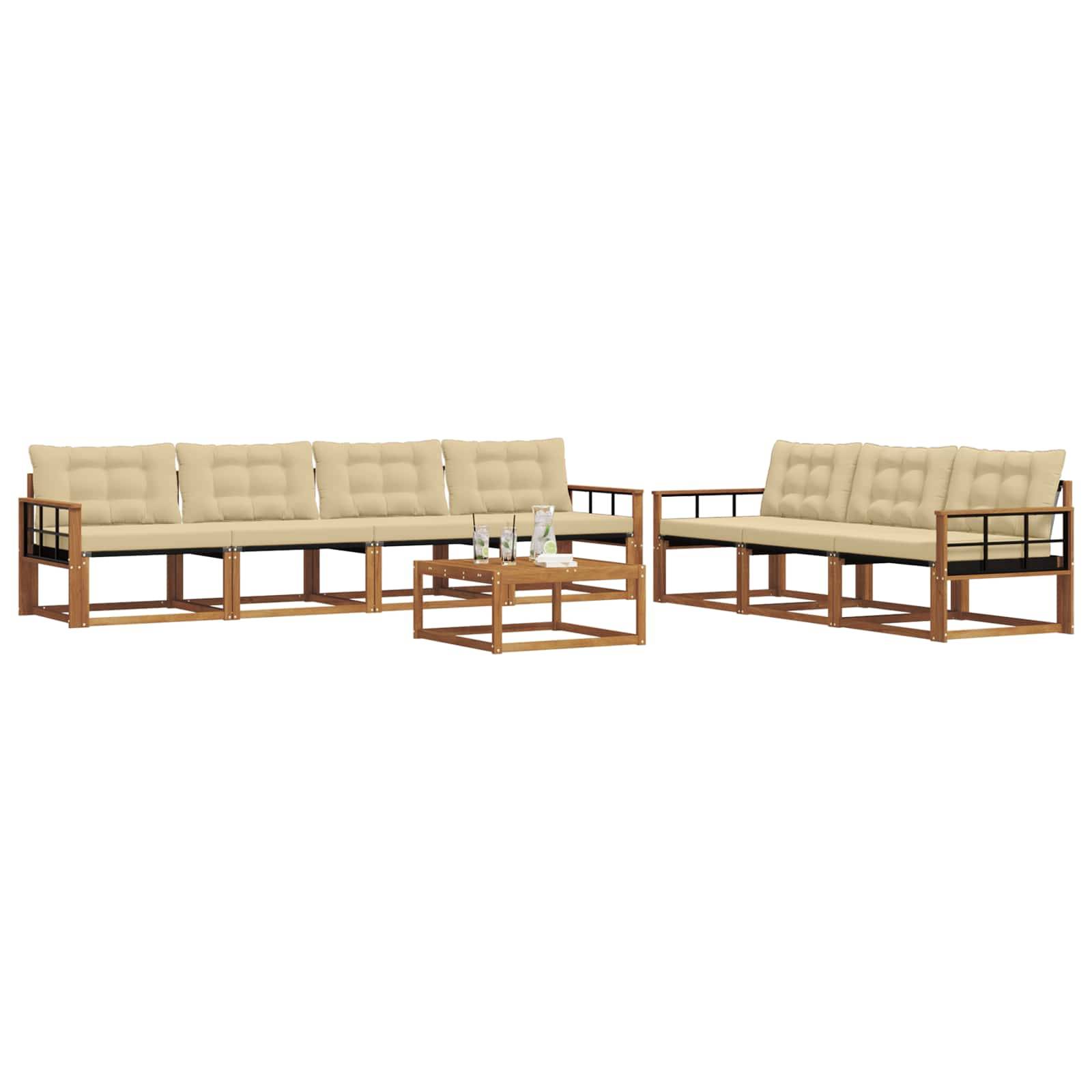 vidaXL Outdoor-Sofagarnitur mit Kissen 8 pcs Natur und Beige