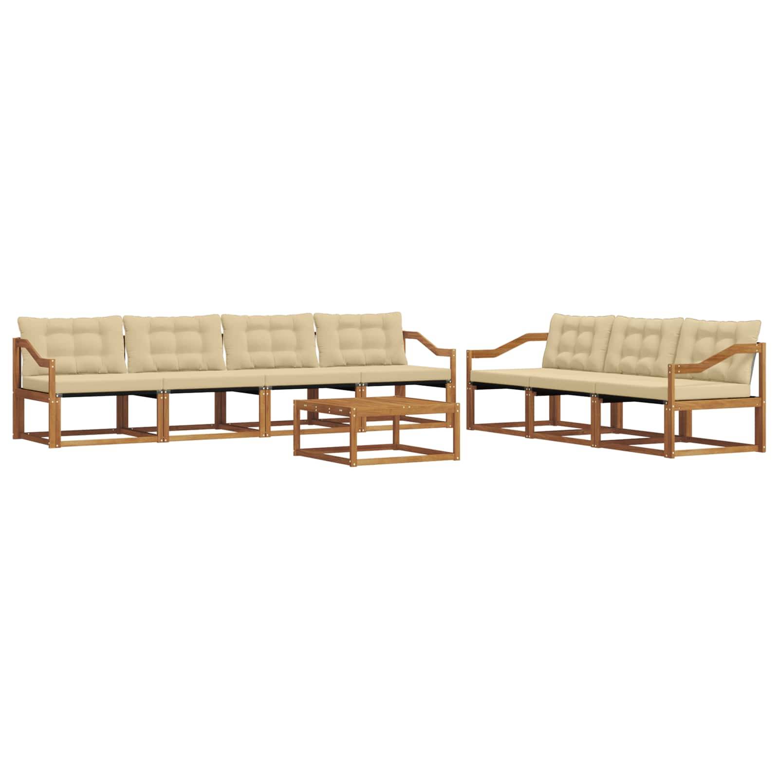 vidaXL Outdoor-Sofagarnitur mit Kissen 8 pcs Natur und Beige