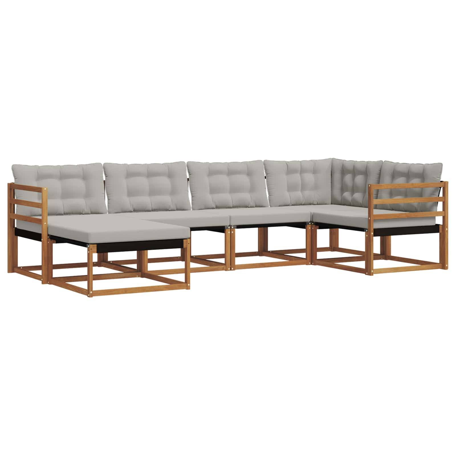 vidaXL Outdoor-Sofagarnitur mit Kissen 6 pcs Natürlich und Hellgrau