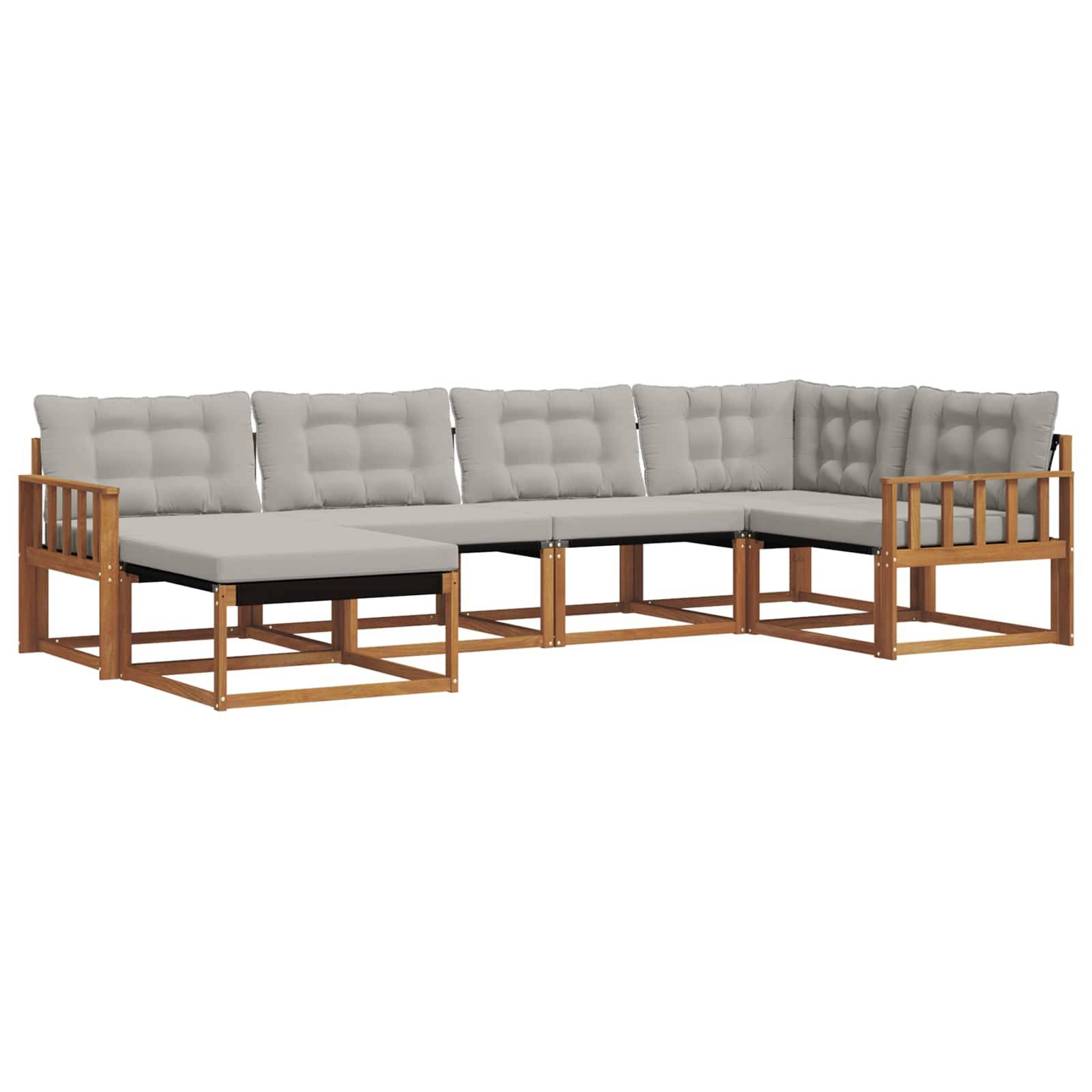 vidaXL Outdoor-Sofagarnitur mit Kissen 6 pcs Natürlich und Hellgrau
