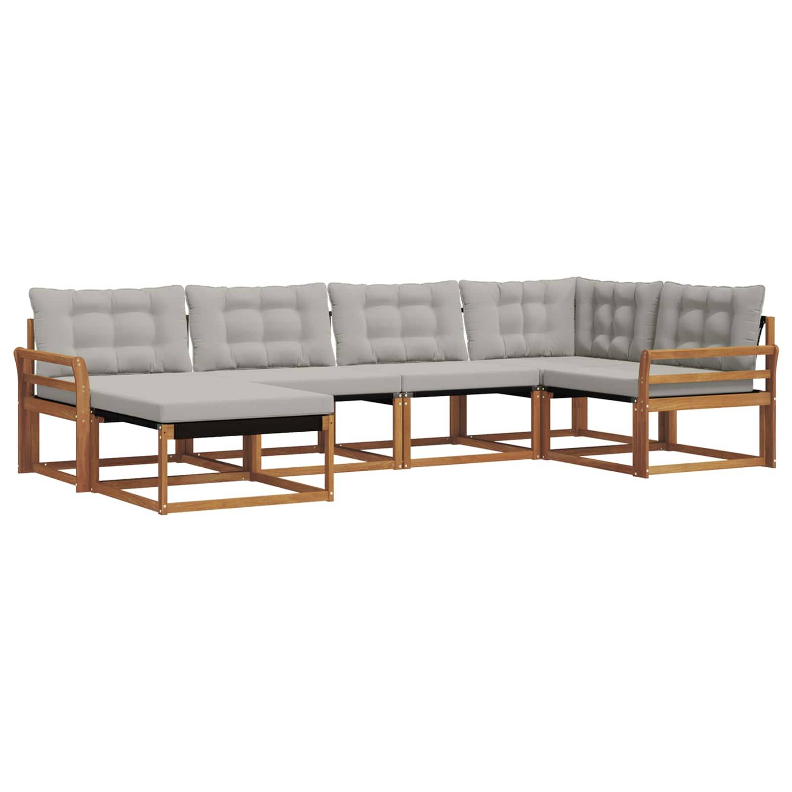 vidaXL Outdoor-Sofagarnitur mit Kissen 6 pcs Natürlich und Hellgrau