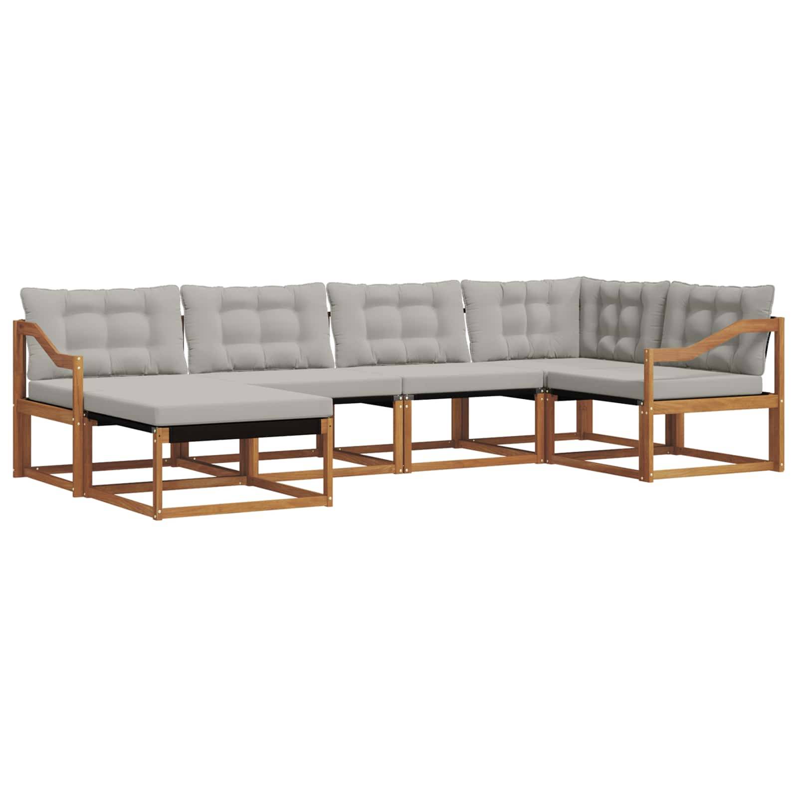 vidaXL Outdoor-Sofagarnitur mit Kissen 6 pcs Natürlich und Hellgrau