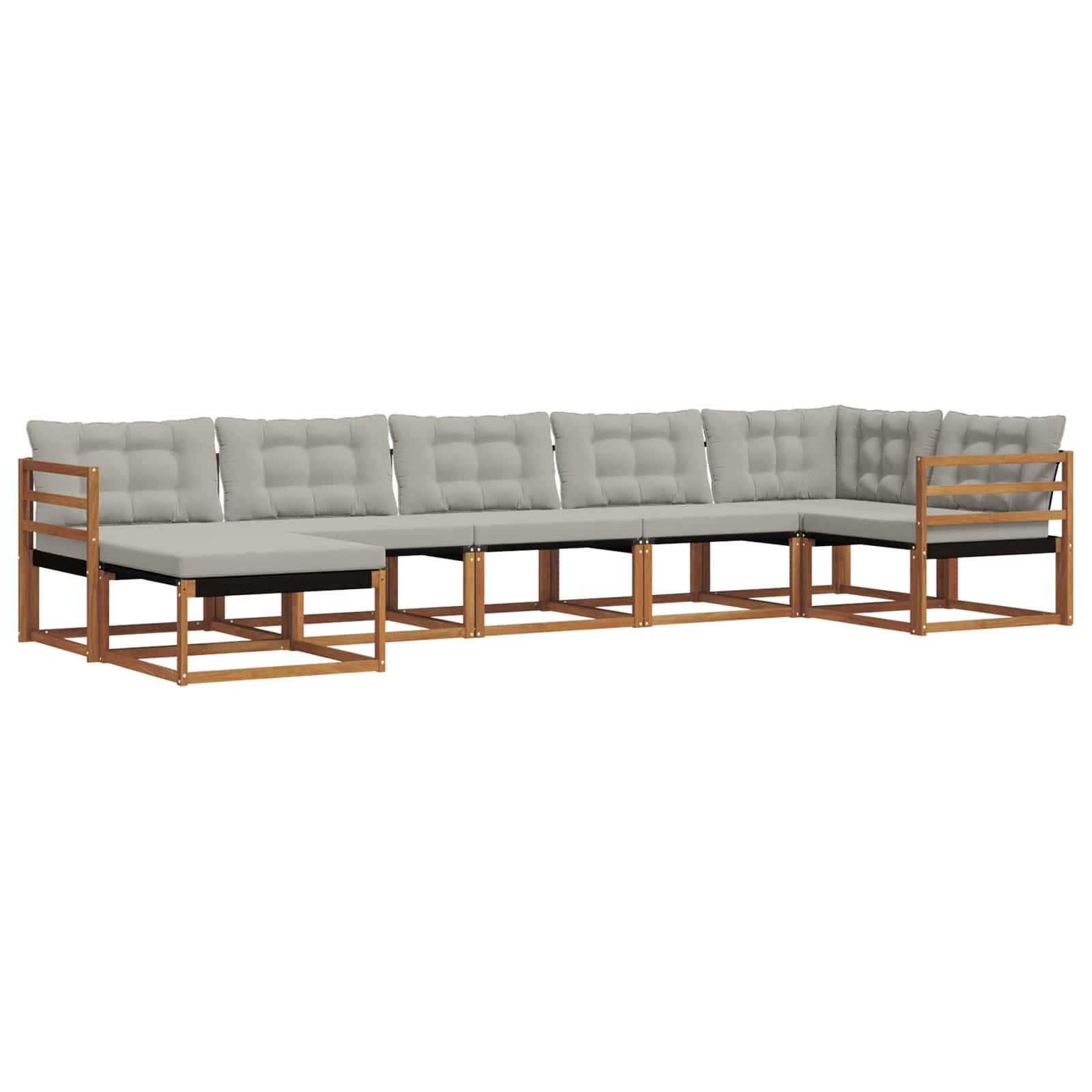 vidaXL Outdoor-Sofagarnitur mit Kissen 7 pcs Natürlich und Hellgrau