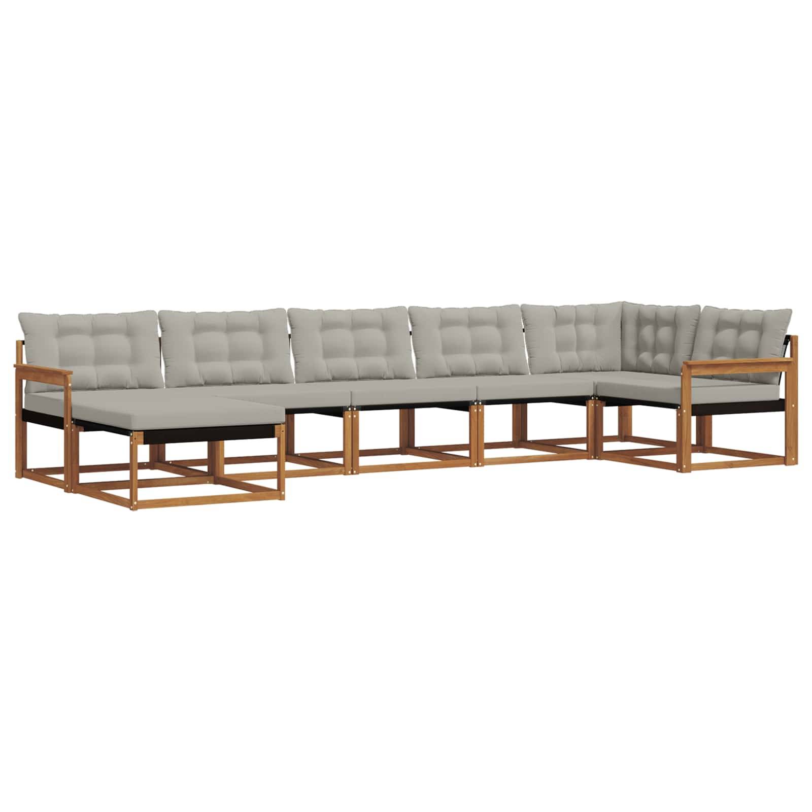 vidaXL Outdoor-Sofagarnitur mit Kissen 7 pcs Natürlich und Hellgrau