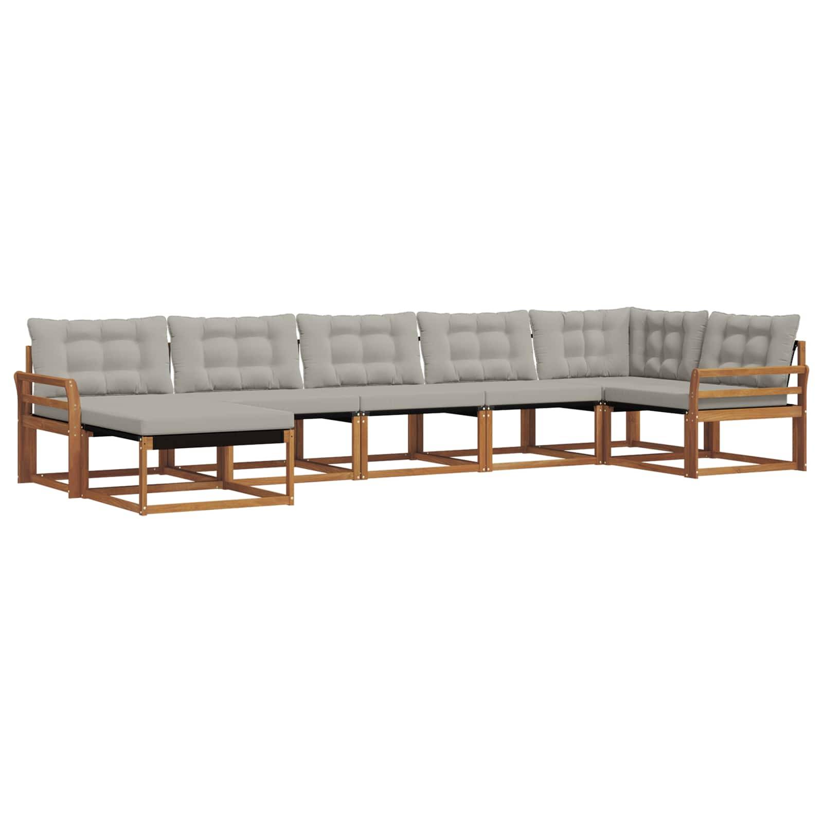 vidaXL Outdoor-Sofagarnitur mit Kissen 7 pcs Natürlich und Hellgrau